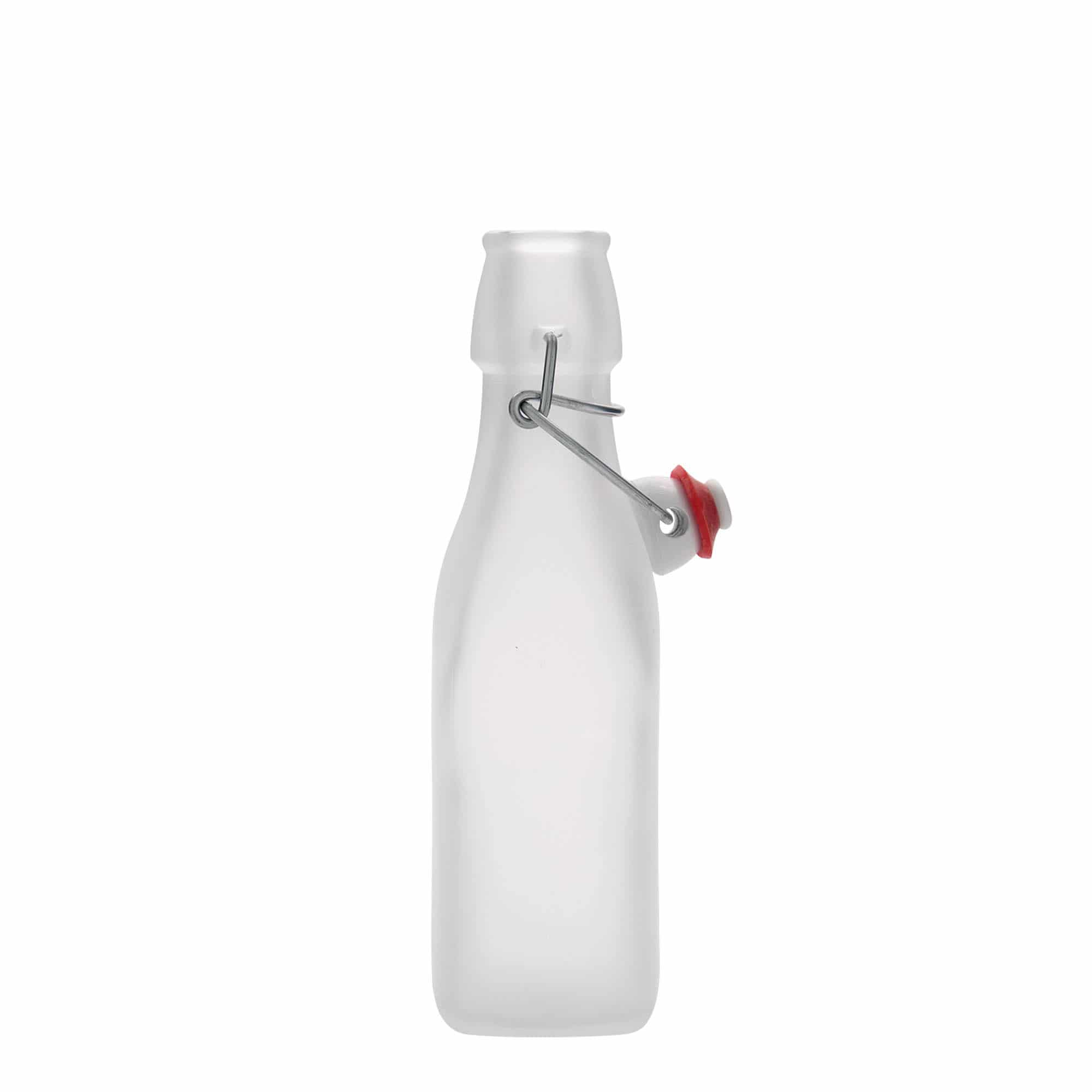 250 ml staklena boca 'Swing, kvadratna, bijela, grlo: zatvarač s kopčom'