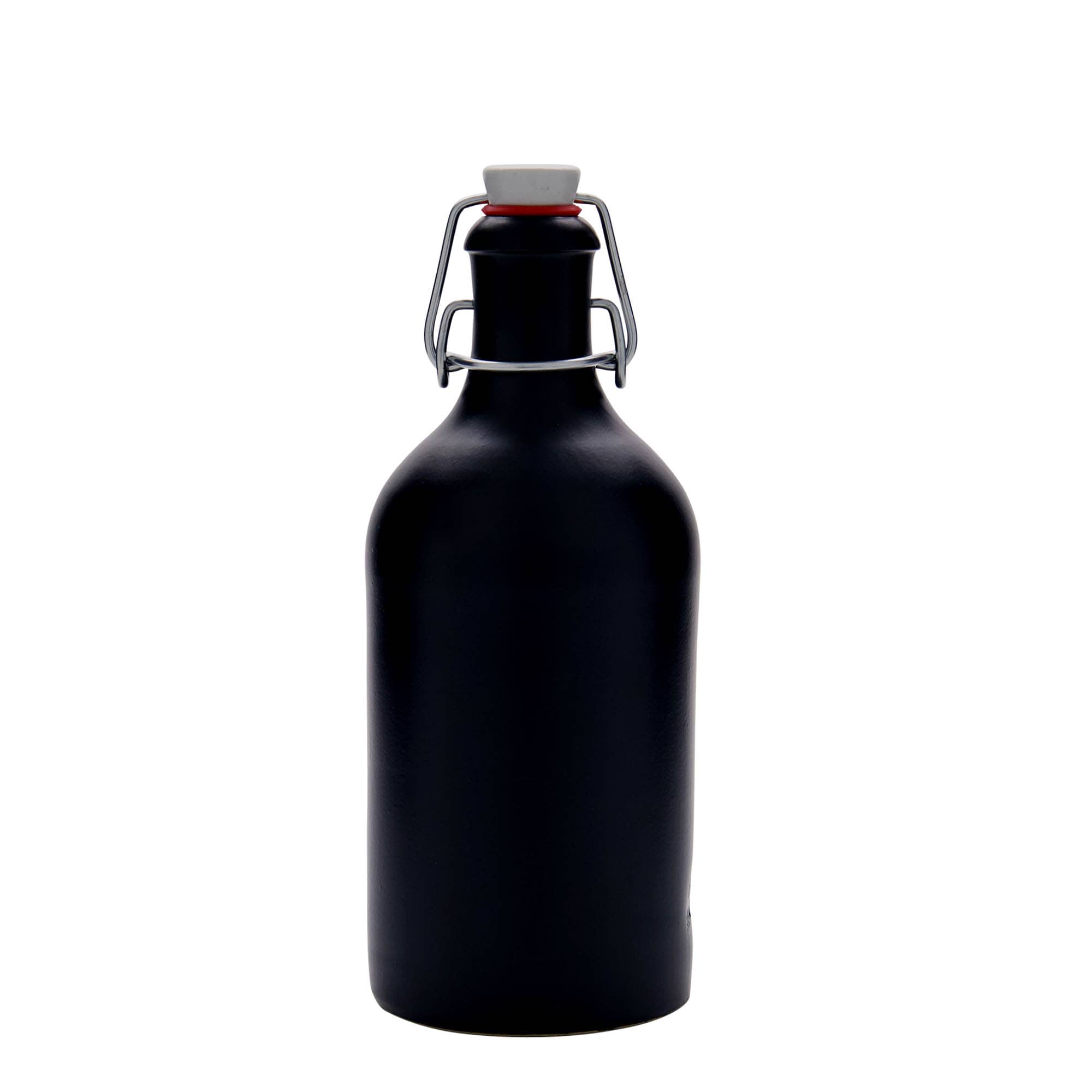 500 ml glineni vrč, kamenina, crni, grlo: zatvarač s kopčom