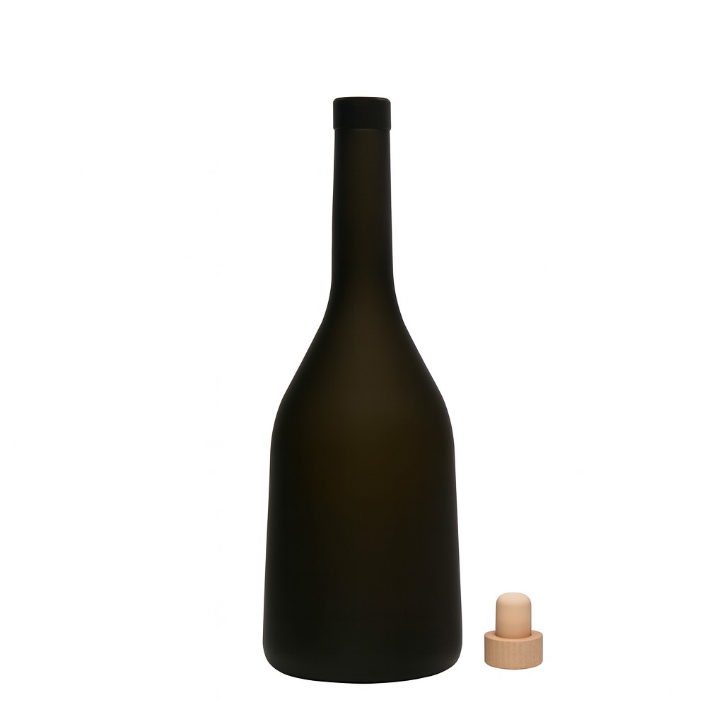 750 ml staklena boca 'Rustica', antikno zelena, otvor: plutani čep 750 ml staklena boca 'Rustica', antikno zelena, otvor: plutani čep