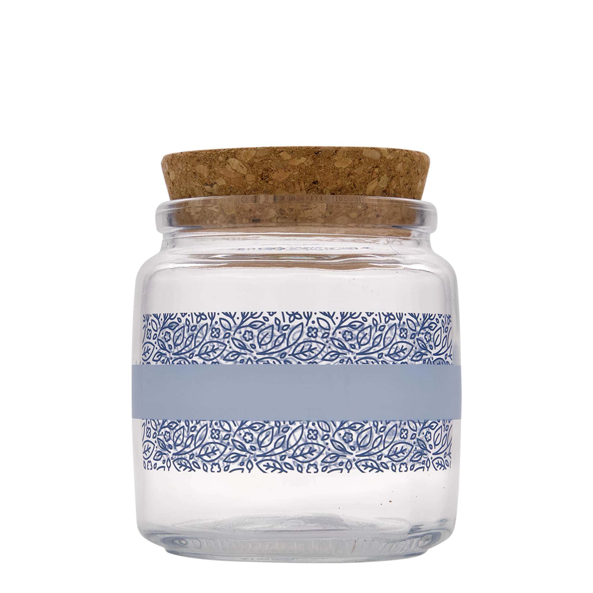 750 ml staklena boca sa čepom 'Giara', motiv: Naturalmente blu, otvor: čep