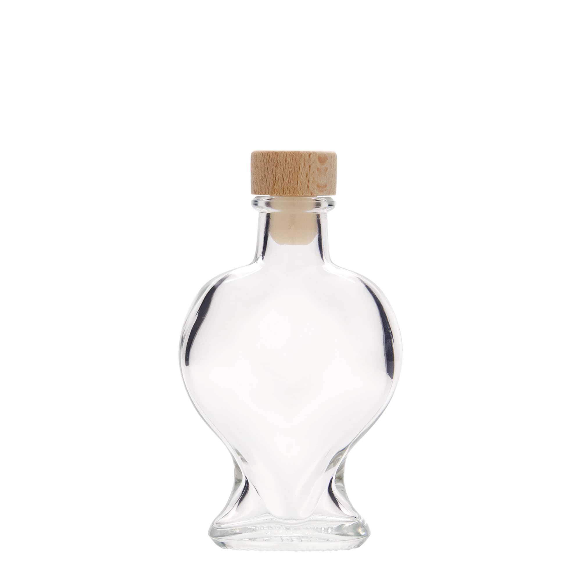 100 ml staklena boca 'Srce', otvor: pluta