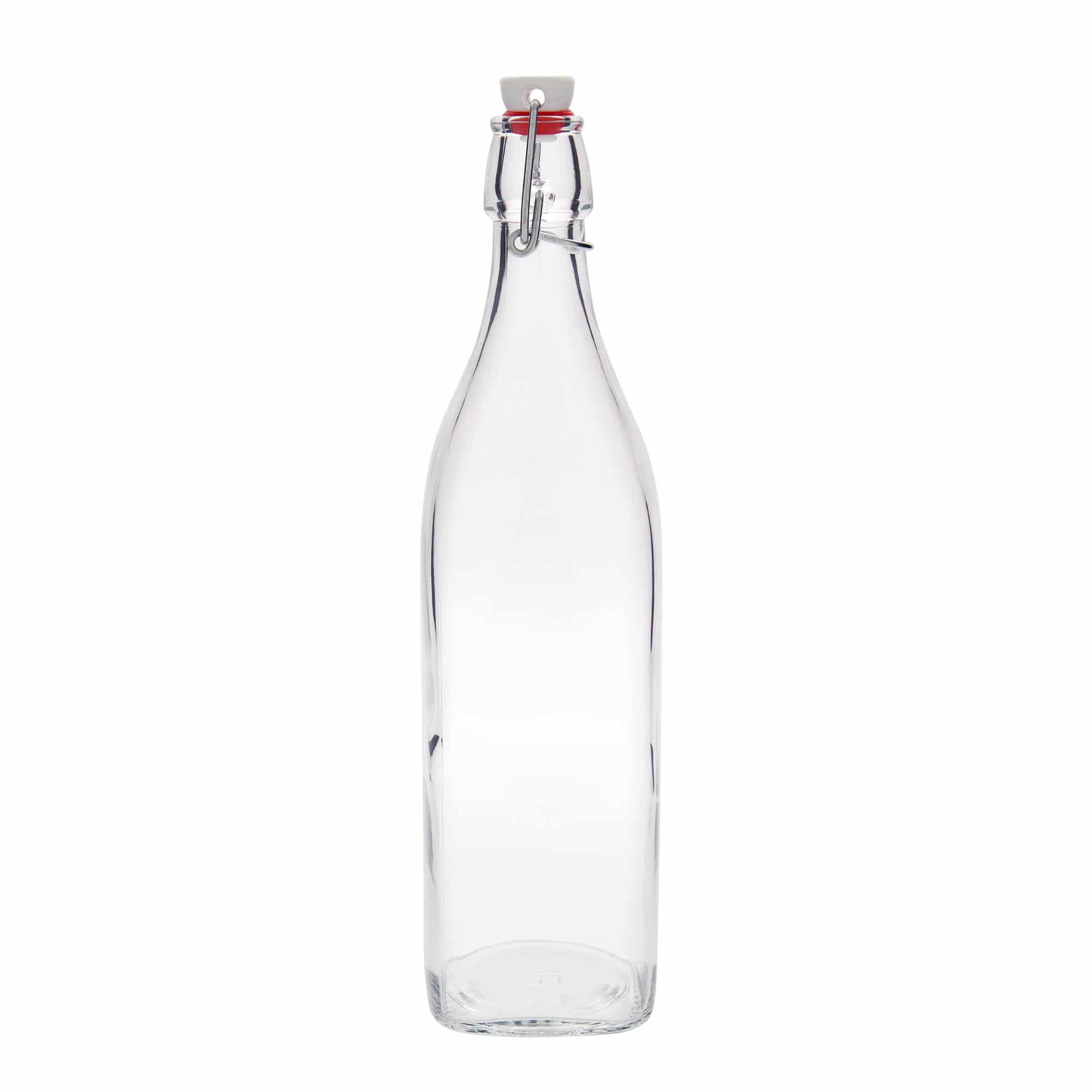 1.000 ml staklena boca 'Swing, četvrtasta, grlo: zatvarač s kopčom'