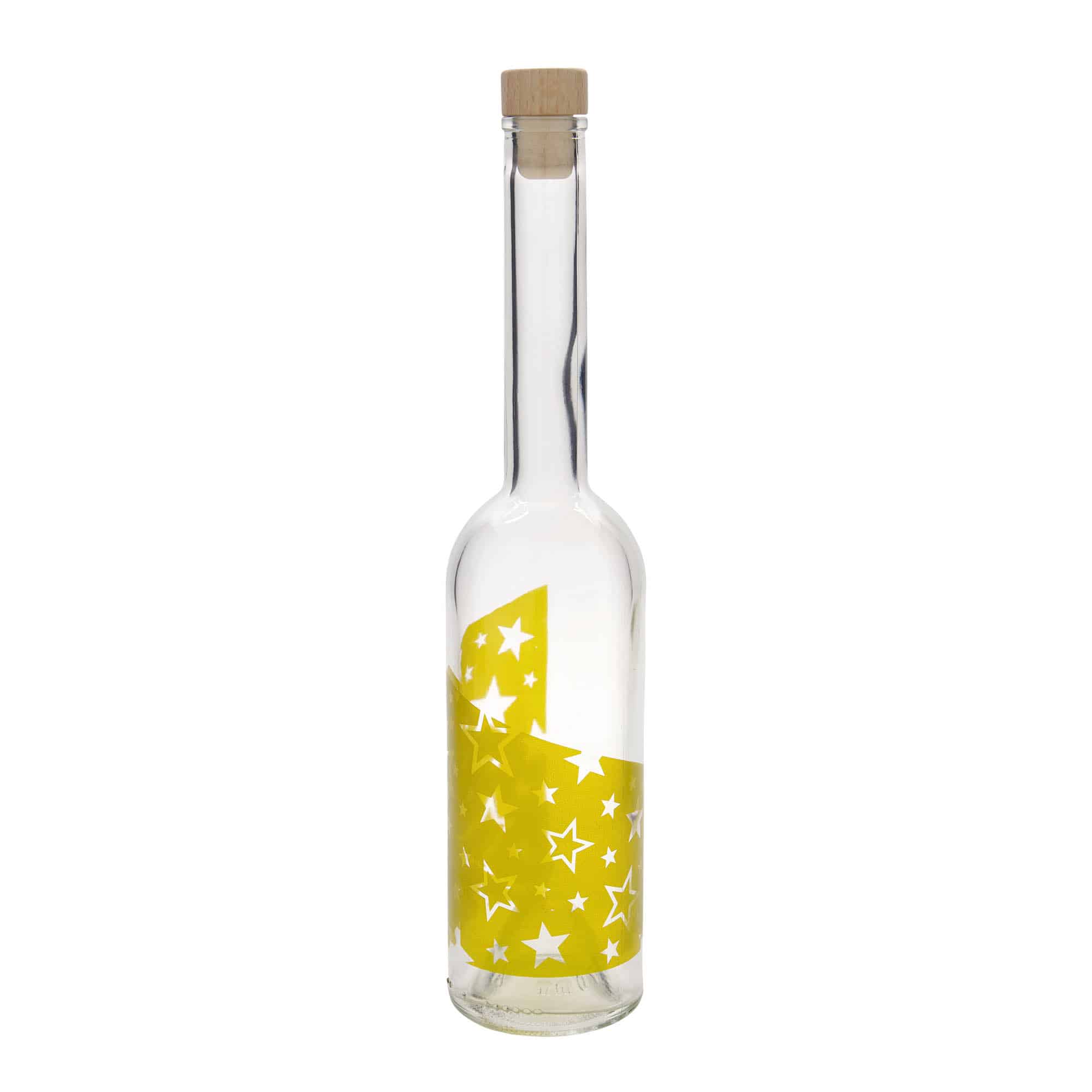 500 ml staklena boca 'Opera', motiv: zlatne zvjezdice, grlo: pluta
