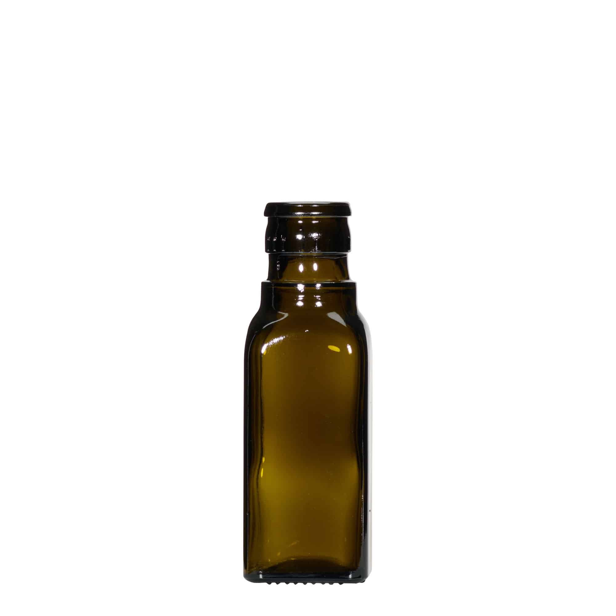 Boca za ocat/ulje 100 ml 'Quadra', staklo, kvadratna, antikno zelena, otvor: DOP Boca za ocat/ulje 100 ml 'Quadra', staklo, kvadratna, antikno zelena, otvor: DOP