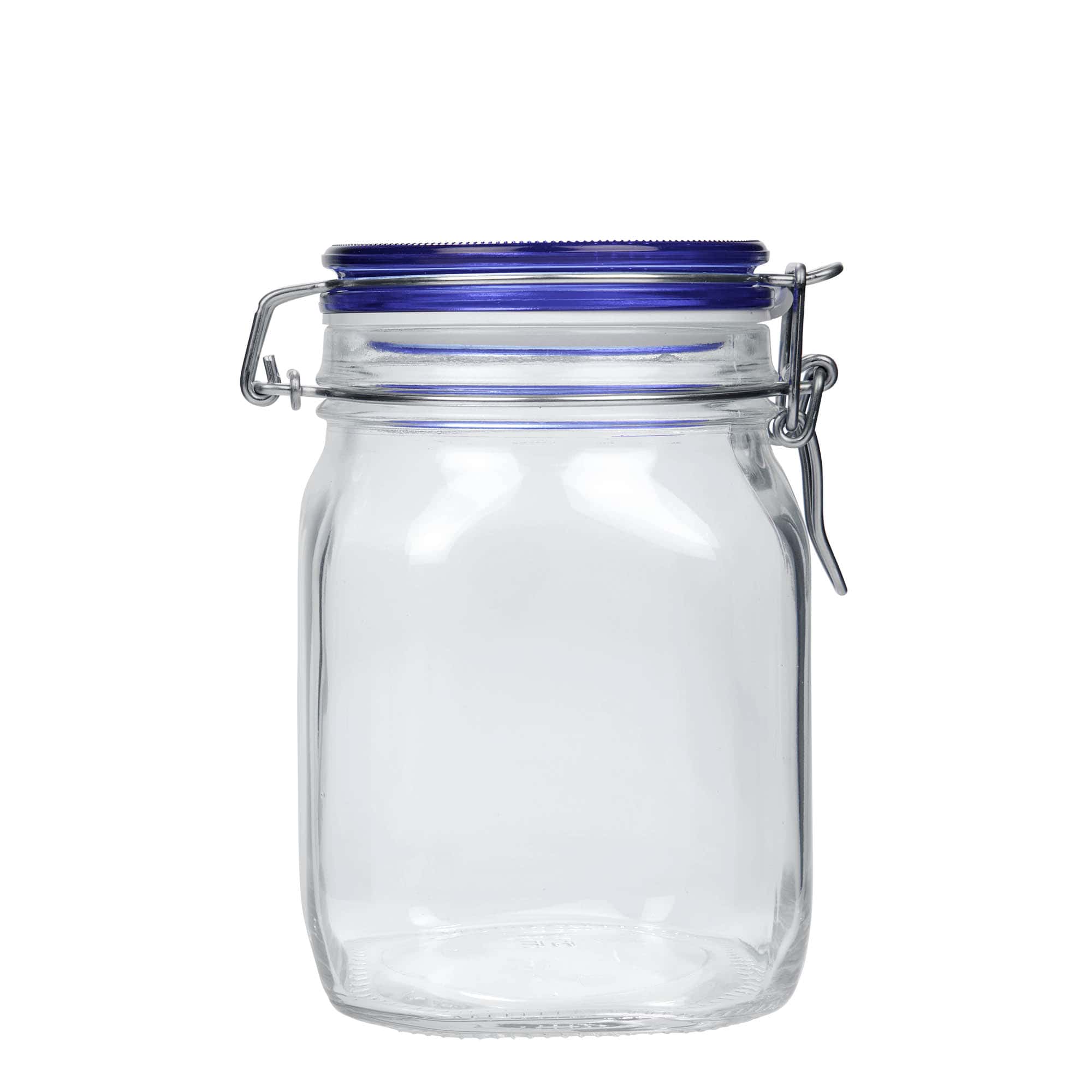 Staklenka s hermetičkim poklopcem 1000 ml 'Fido', Blue Top, kvadratna, otvor: hermetički poklopac