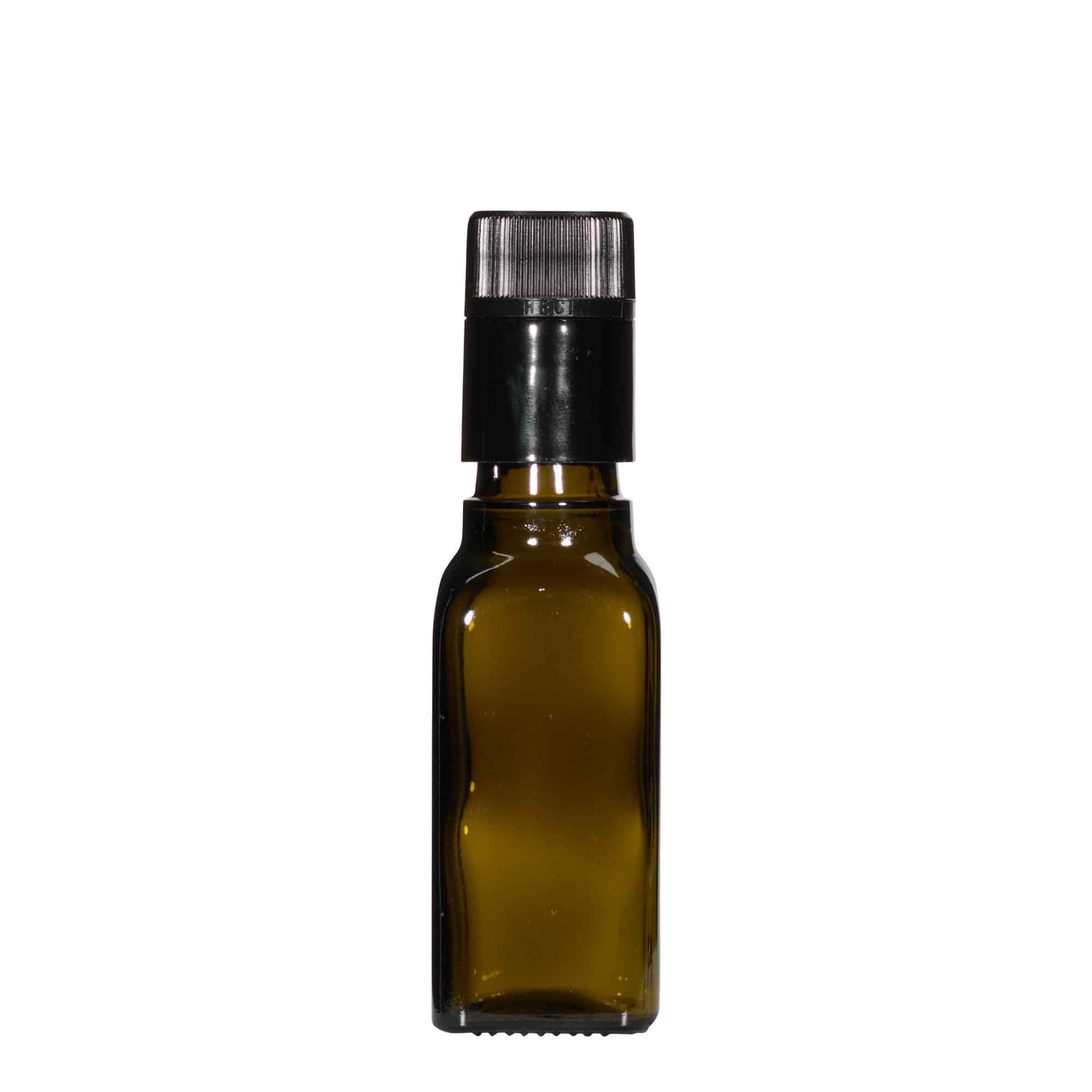 Boca za ocat/ulje 100 ml 'Quadra', staklo, kvadratna, antikno zelena, otvor: DOP