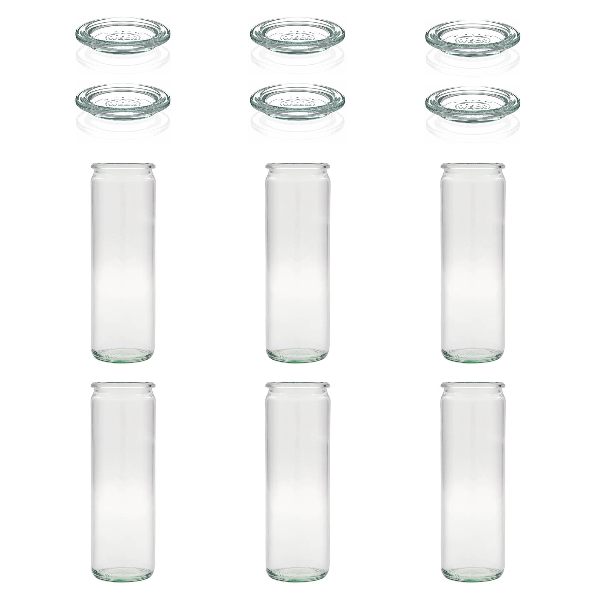6x 600 ml WECK cilindarska staklenka sa staklenim poklopcem RR 60