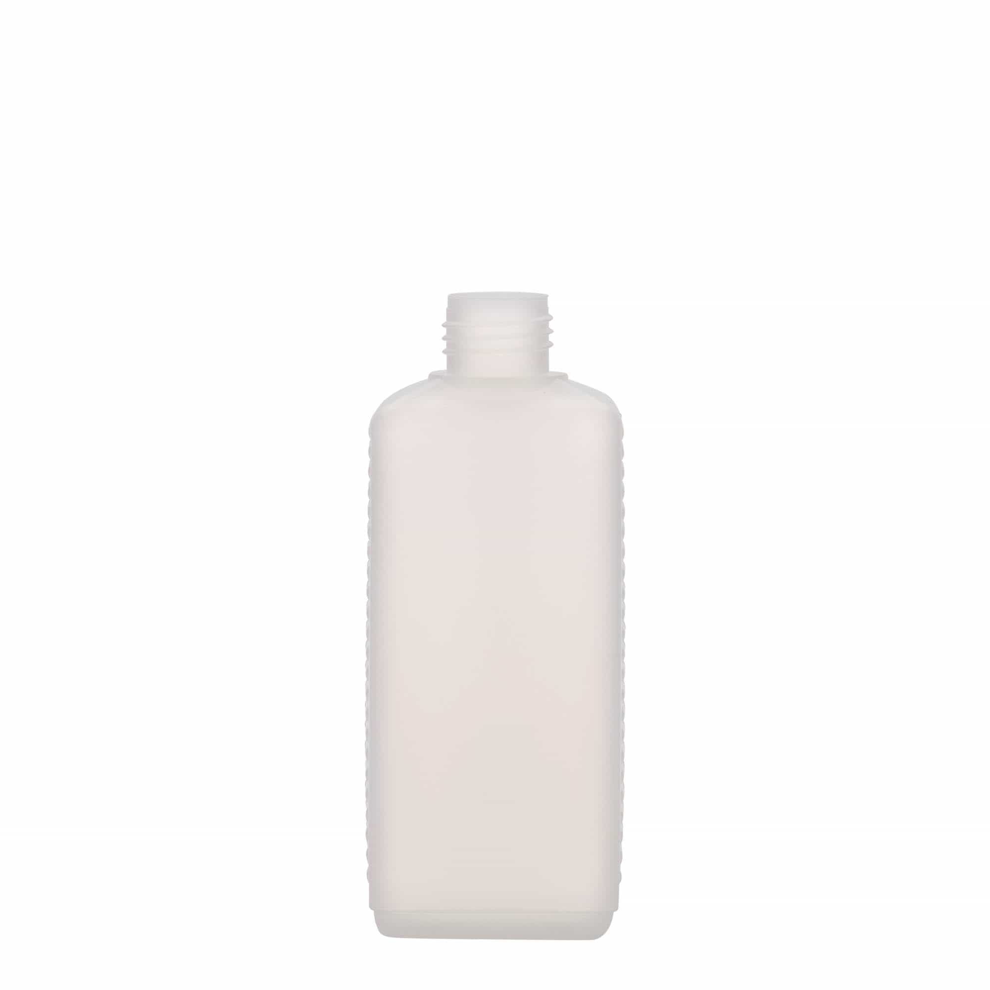 250 ml kanister boca, pravokutna, HDPE plastika, prirodna, grlo: DIN 25 EPE