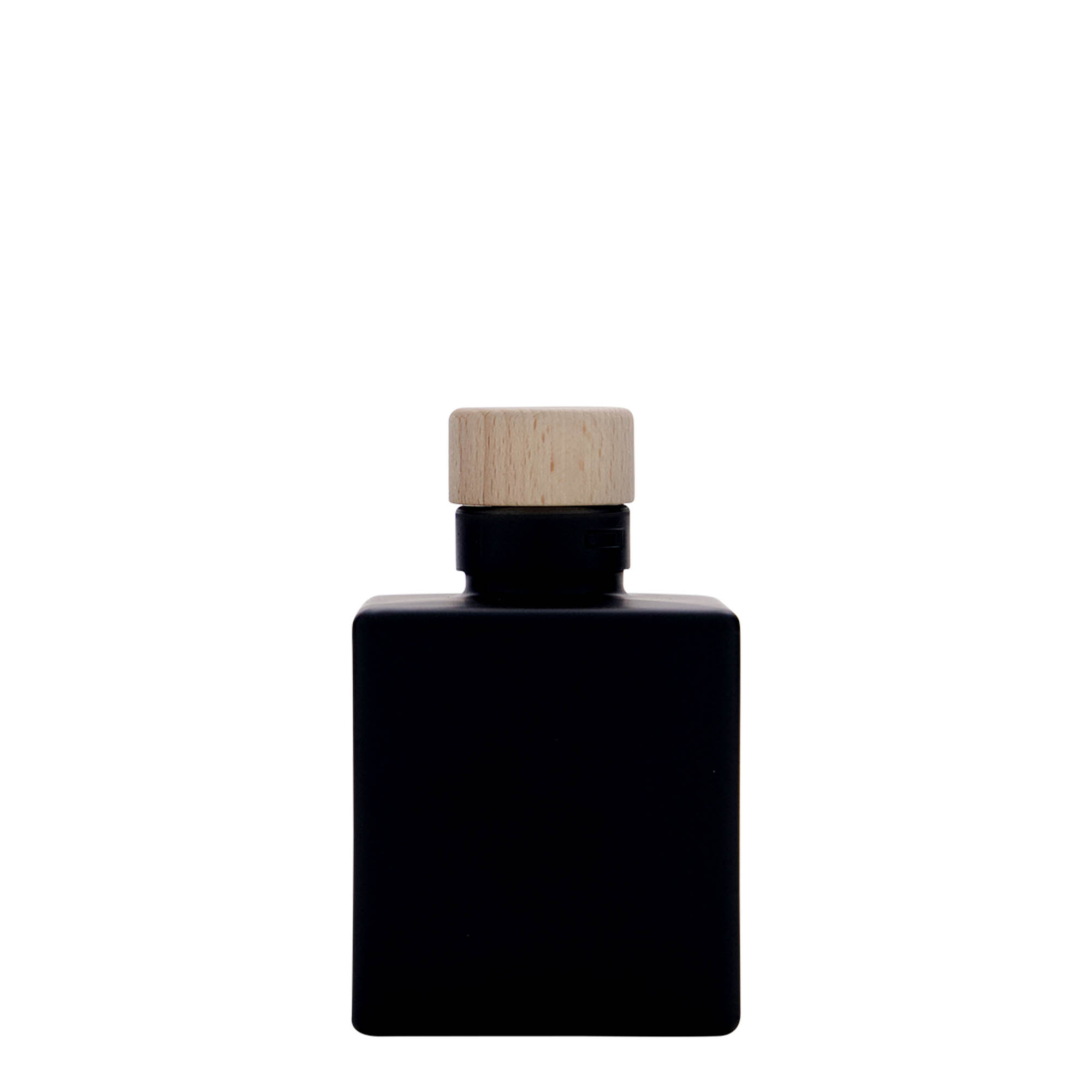 100 ml staklena boca 'Cube', kvadratna, crna, otvor: pluta