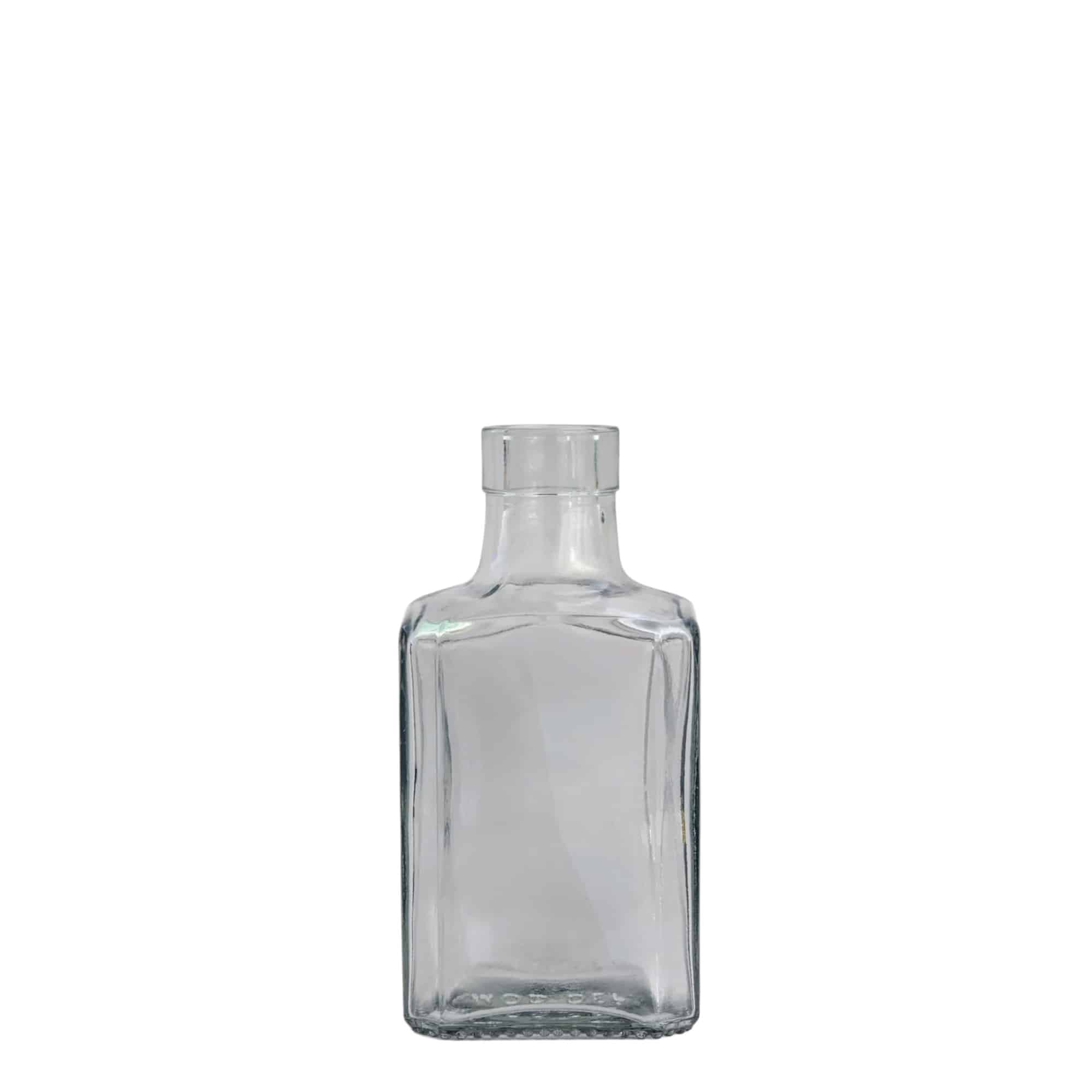 Staklena boca od 250 ml „Decanter Quadro s gornjim rubom“, kvadratna, grlo: pluto Staklena boca od 250 ml „Decanter Quadro s gornjim rubom“, kvadratna, grlo: pluto
