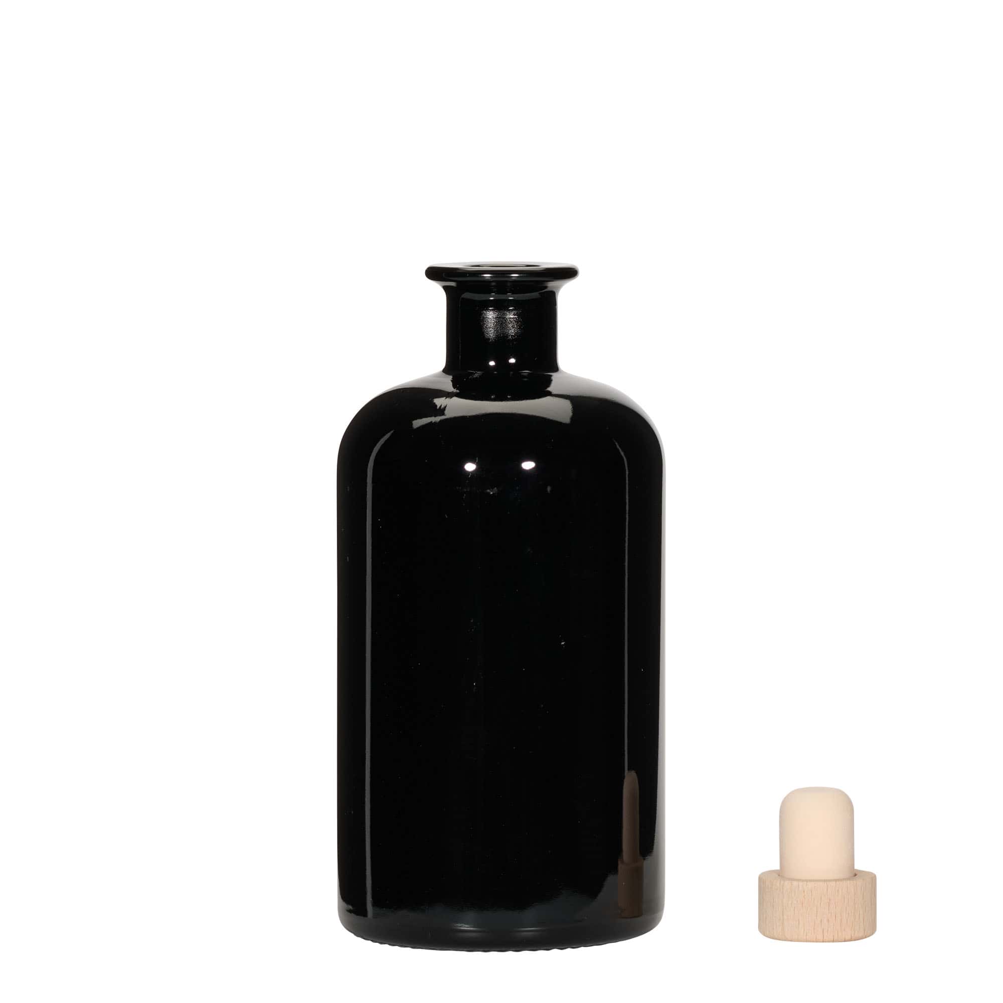 500 ml staklena boca ljekarnika, crna, otvor: pluta