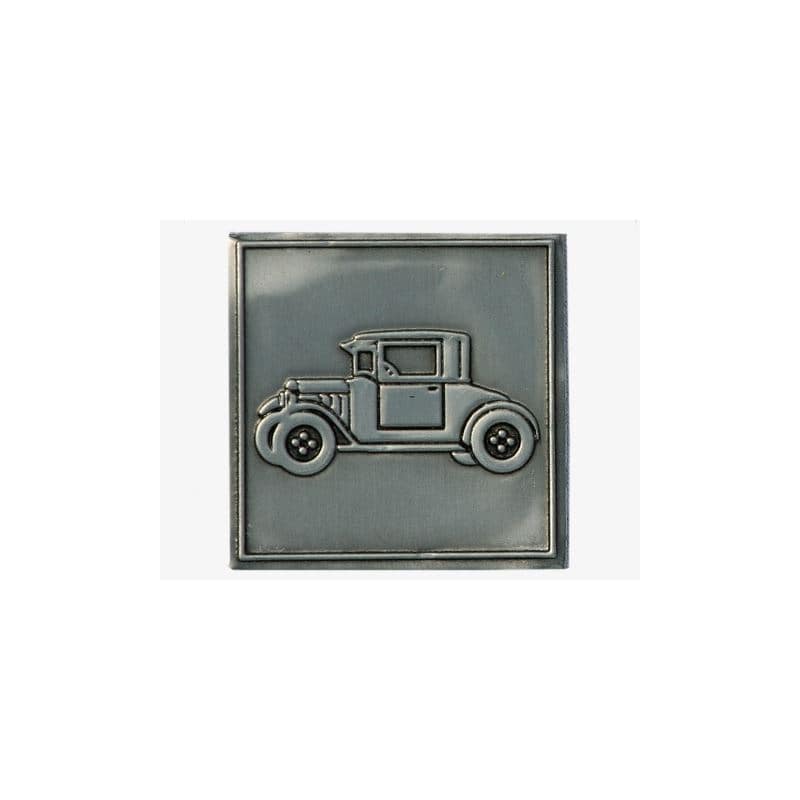Kositrena naljepnica 'Oldtimer', kvadratna, metal, srebro Kositrena naljepnica 'Oldtimer', kvadratna, metal, srebro