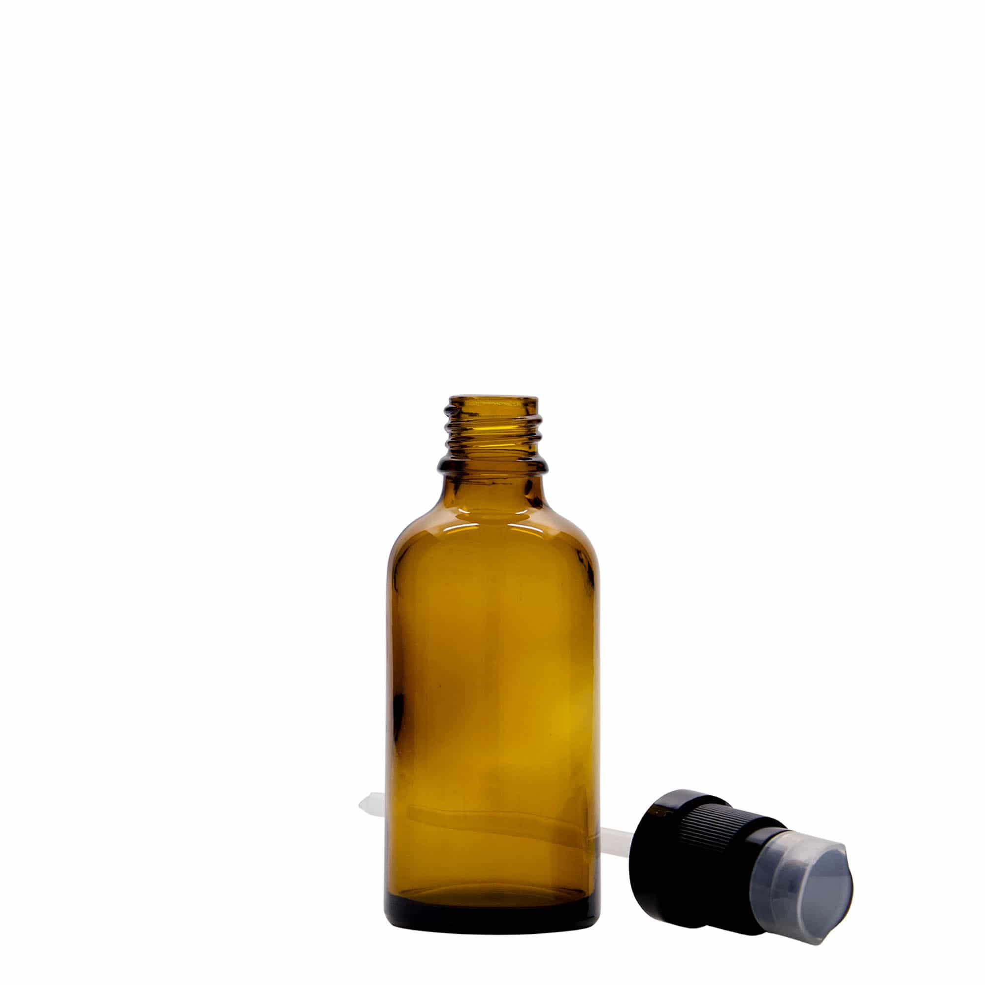 50 ml medicinska boca s pumpicom za losion, staklo, smeđa, grlo: DIN 18