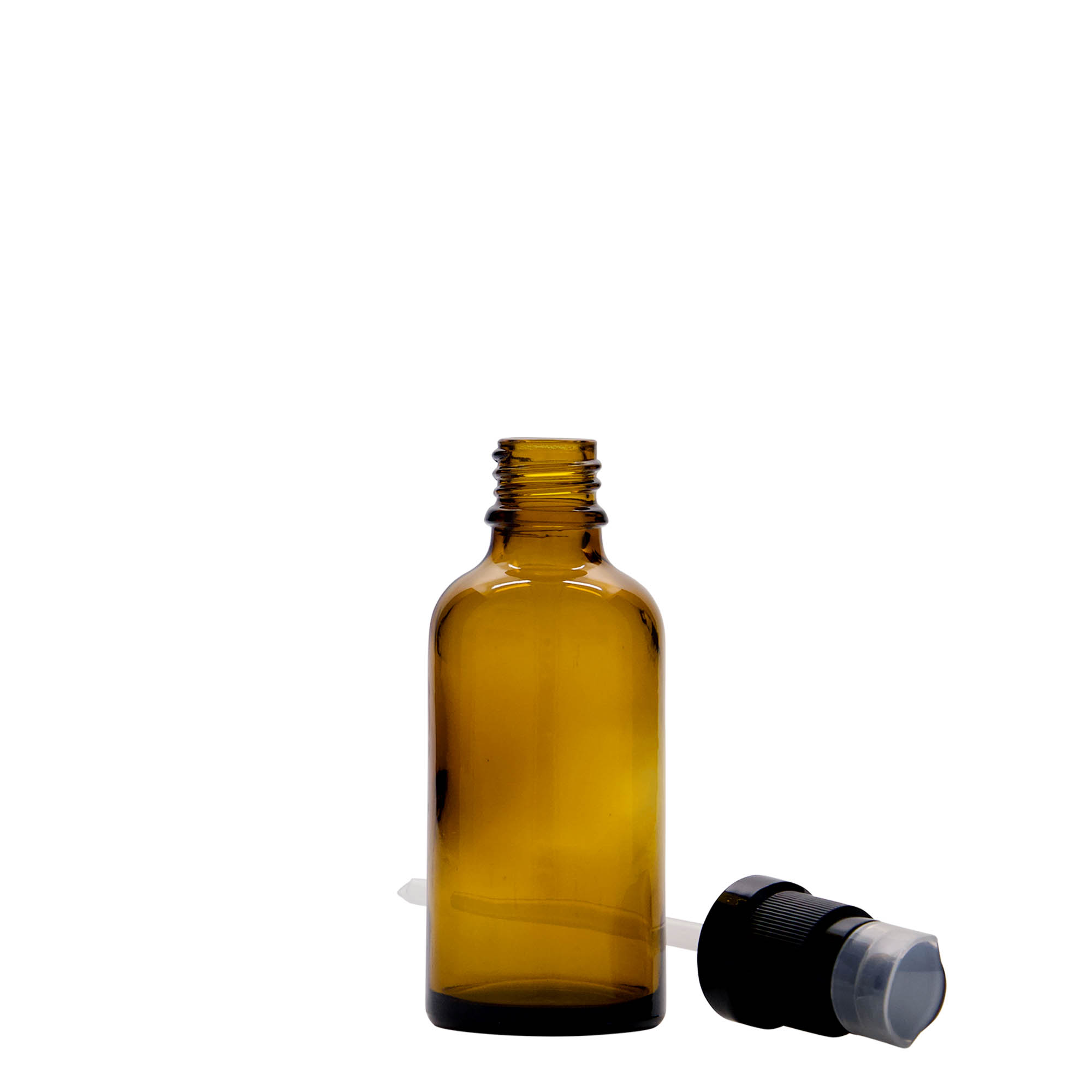 50 ml medicinska boca s pumpicom za losion, staklo, smeđa, grlo: DIN 18