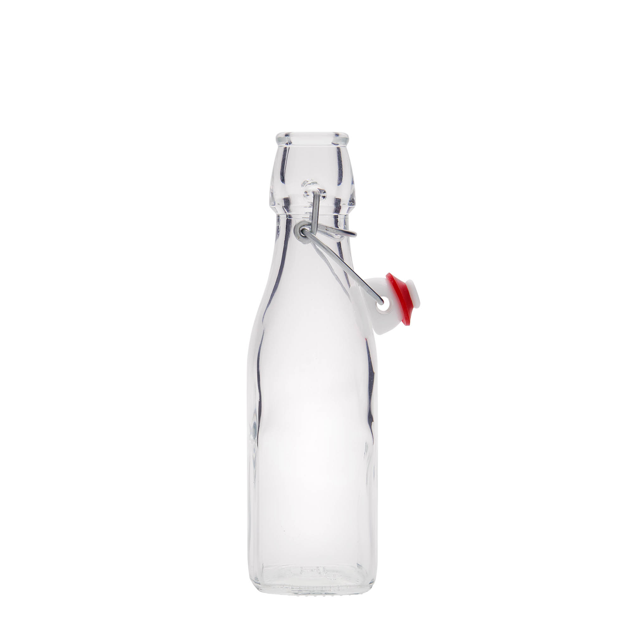 250 ml staklena boca 'Swing, kvadratna, grlo: zatvarač s kopčom