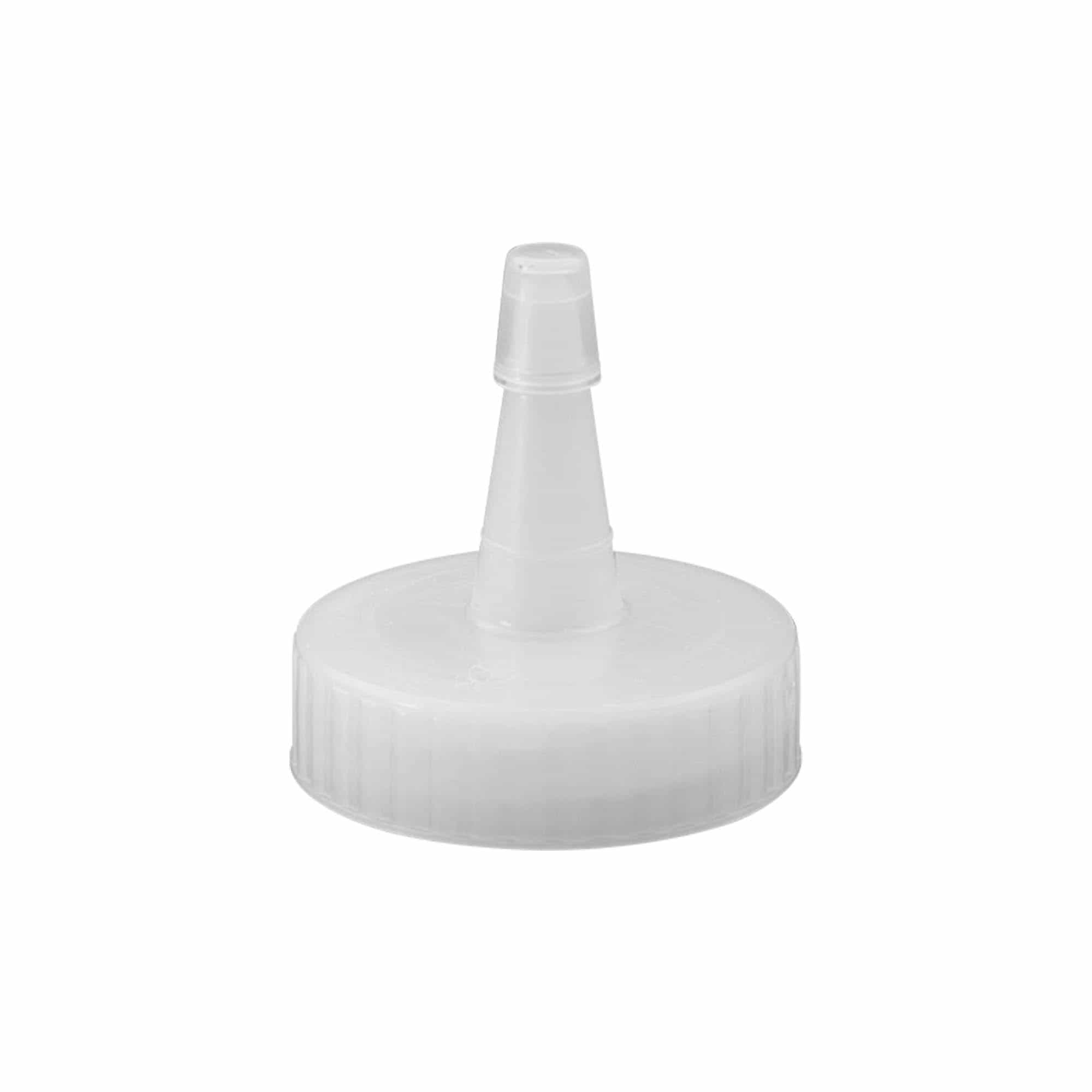 Navojni čep s vrhom za istiskivanje, PP plastika, bijeli, za otvor: GPI 38/400 Navojni čep s vrhom za istiskivanje, PP plastika, bijeli, za otvor: GPI 38/400