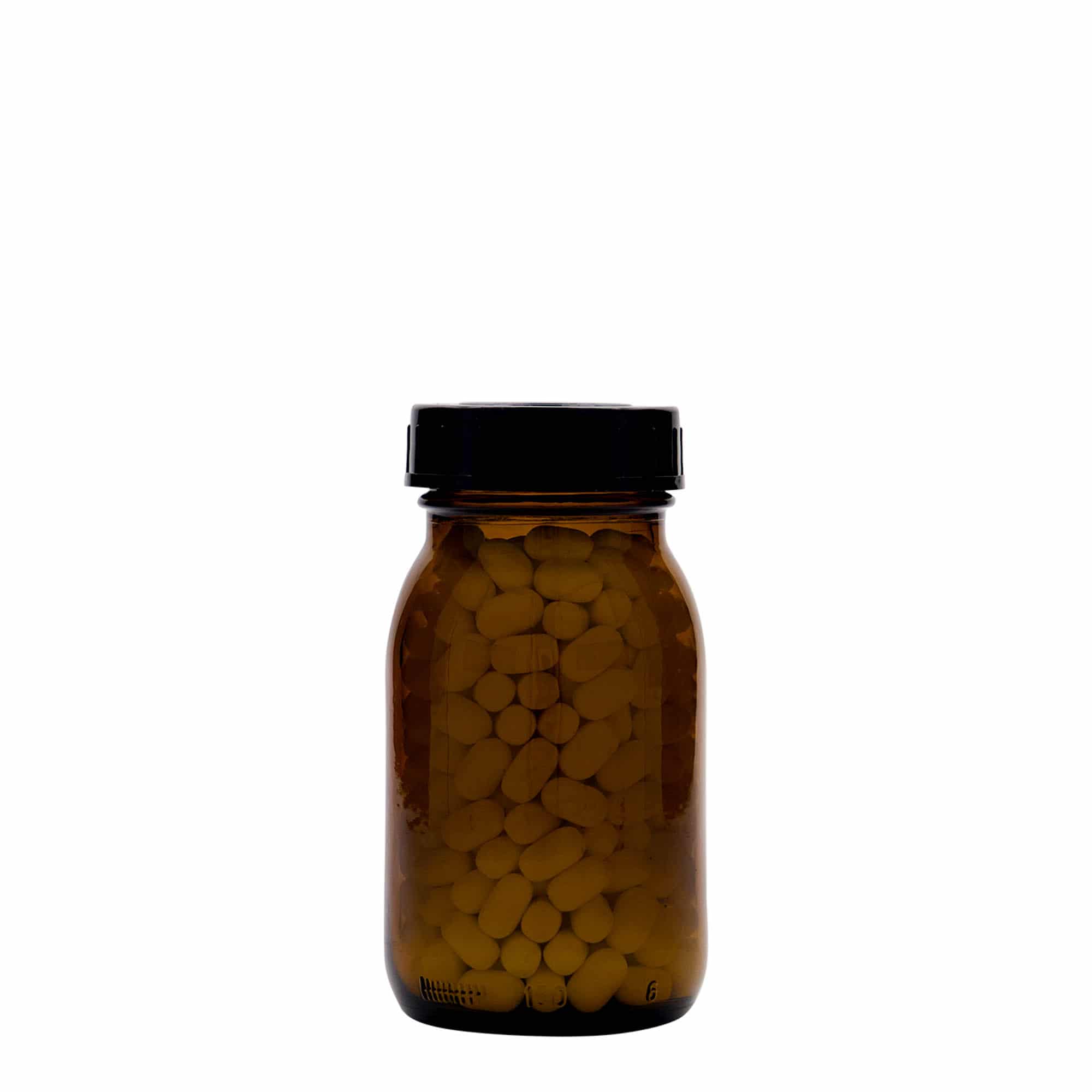 150 ml staklena boca širokog grla, smeđa, otvor: DIN 45