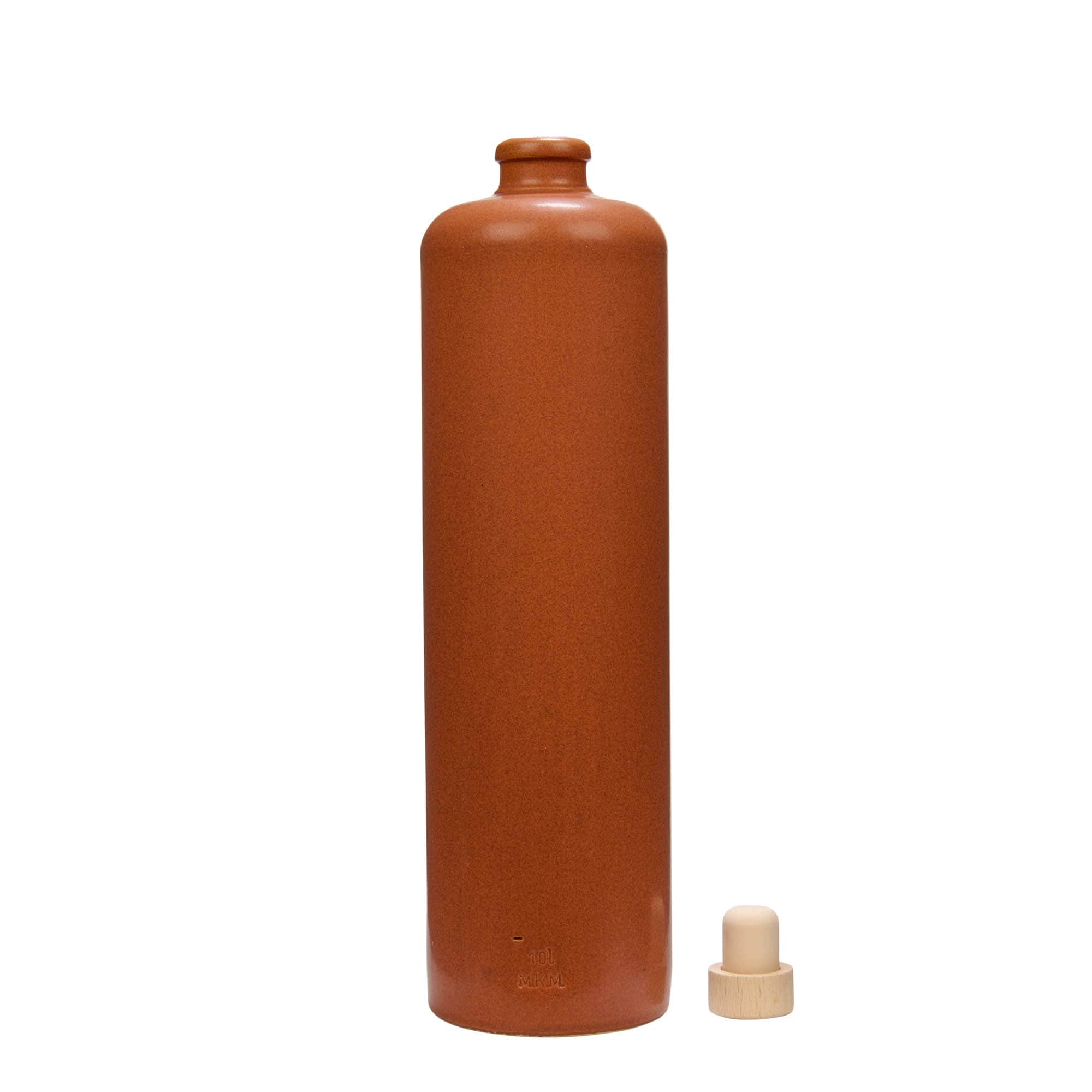 1.000 ml glineni vrč, kamenina, crveno-smeđi, grlo: pluta