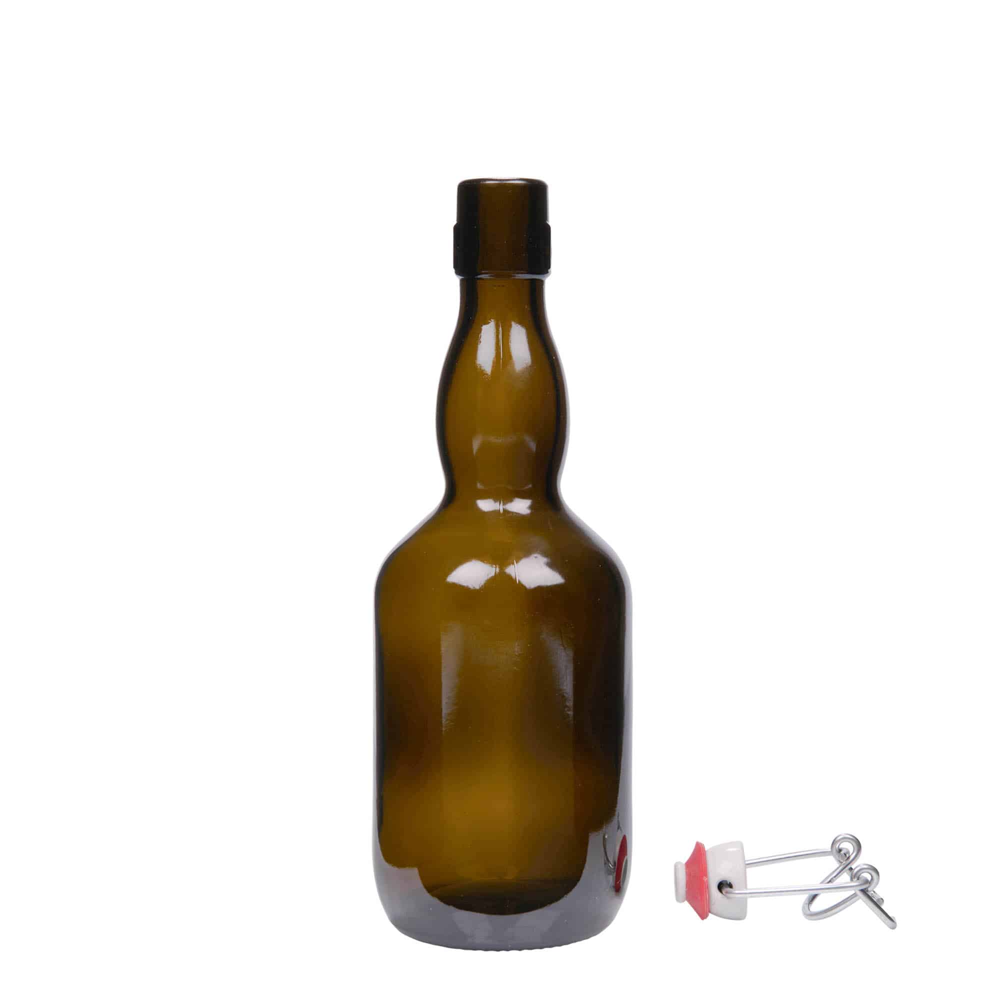 Boca za pivo s proširenim grlom 500 ml, staklo, antikno zelena, otvor: mehanički zatvarač
