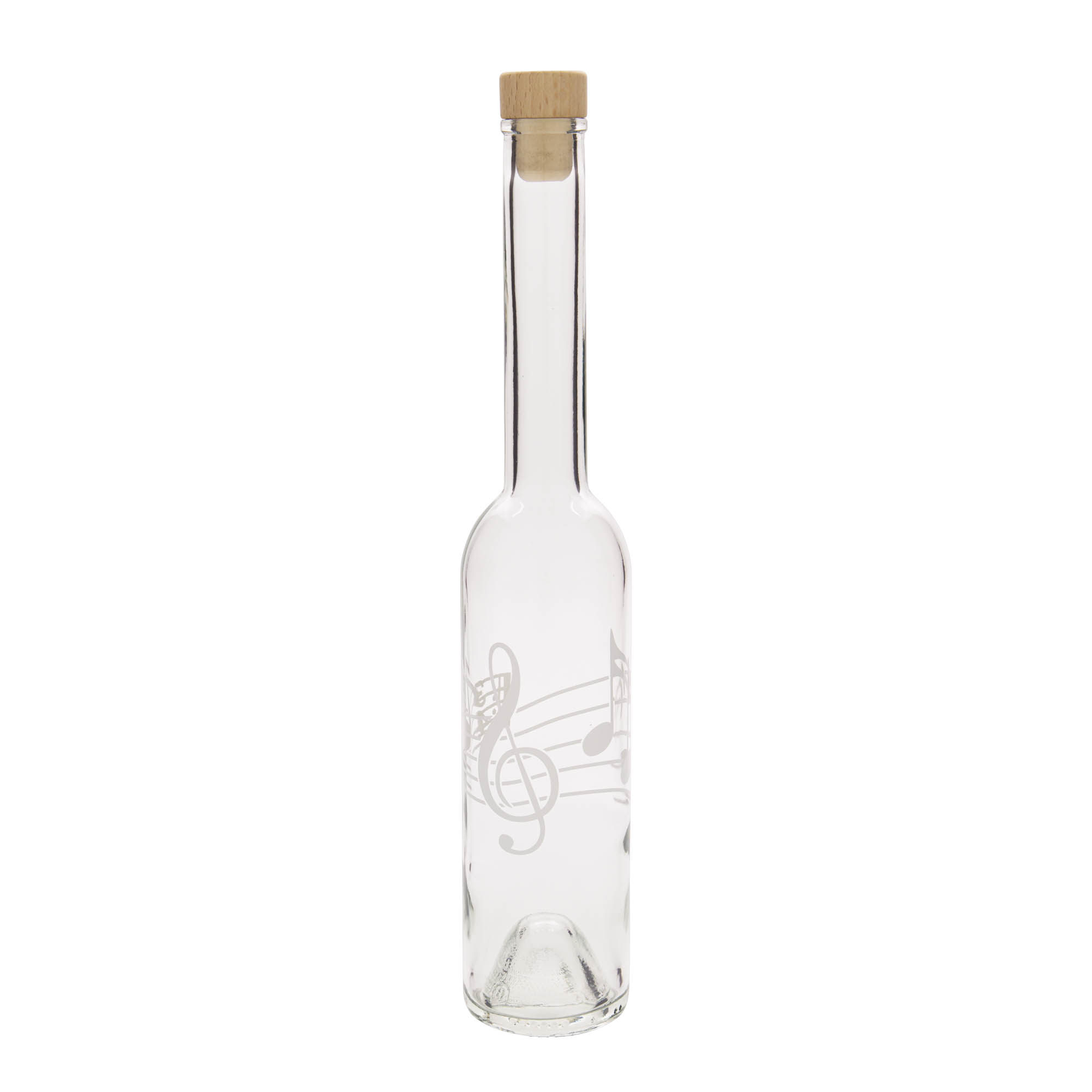 350 ml staklena boca 'Opera', motiv: glazbene note, grlo: plutani čep 350 ml staklena boca 'Opera', motiv: glazbene note, grlo: plutani čep