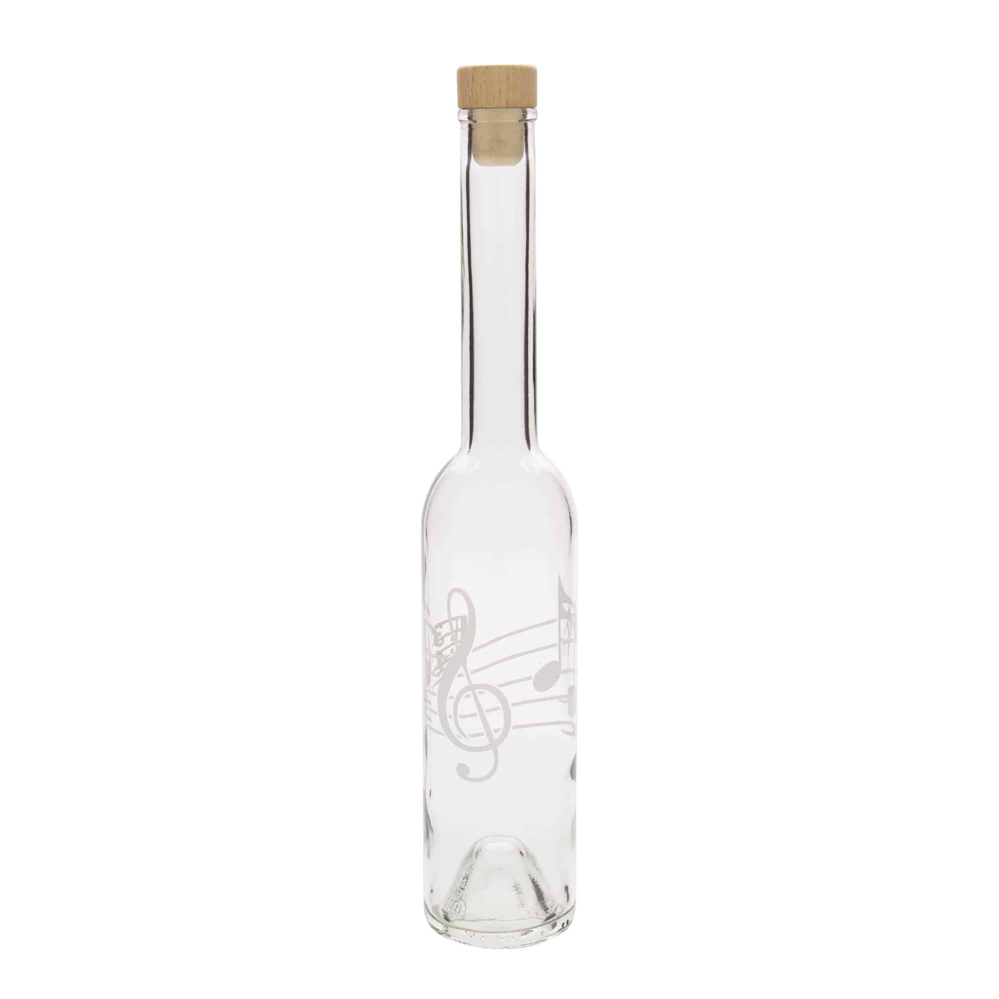 350 ml staklena boca 'Opera', motiv: glazbene note, grlo: plutani čep