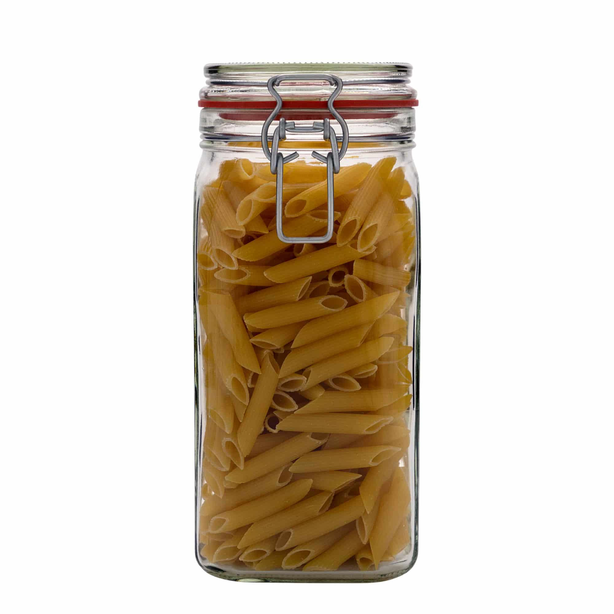 1.540 ml staklena tegla s žičanim zatvaračem, četvrtasta, otvor: žičani zatvarač