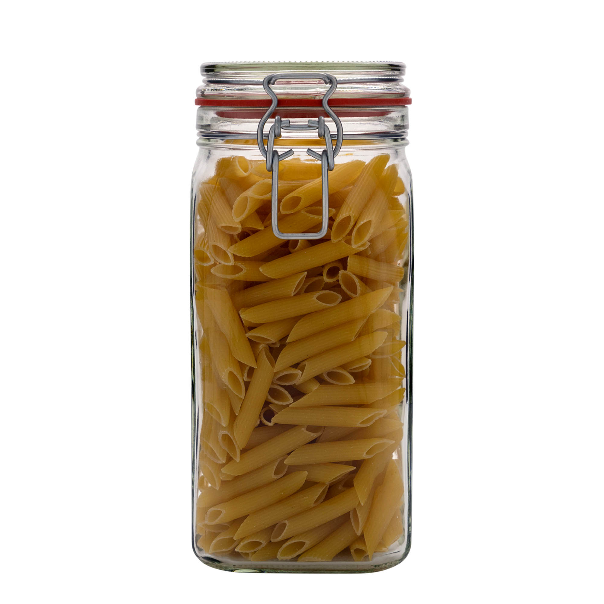 1.540 ml staklena tegla s žičanim zatvaračem, četvrtasta, otvor: žičani zatvarač