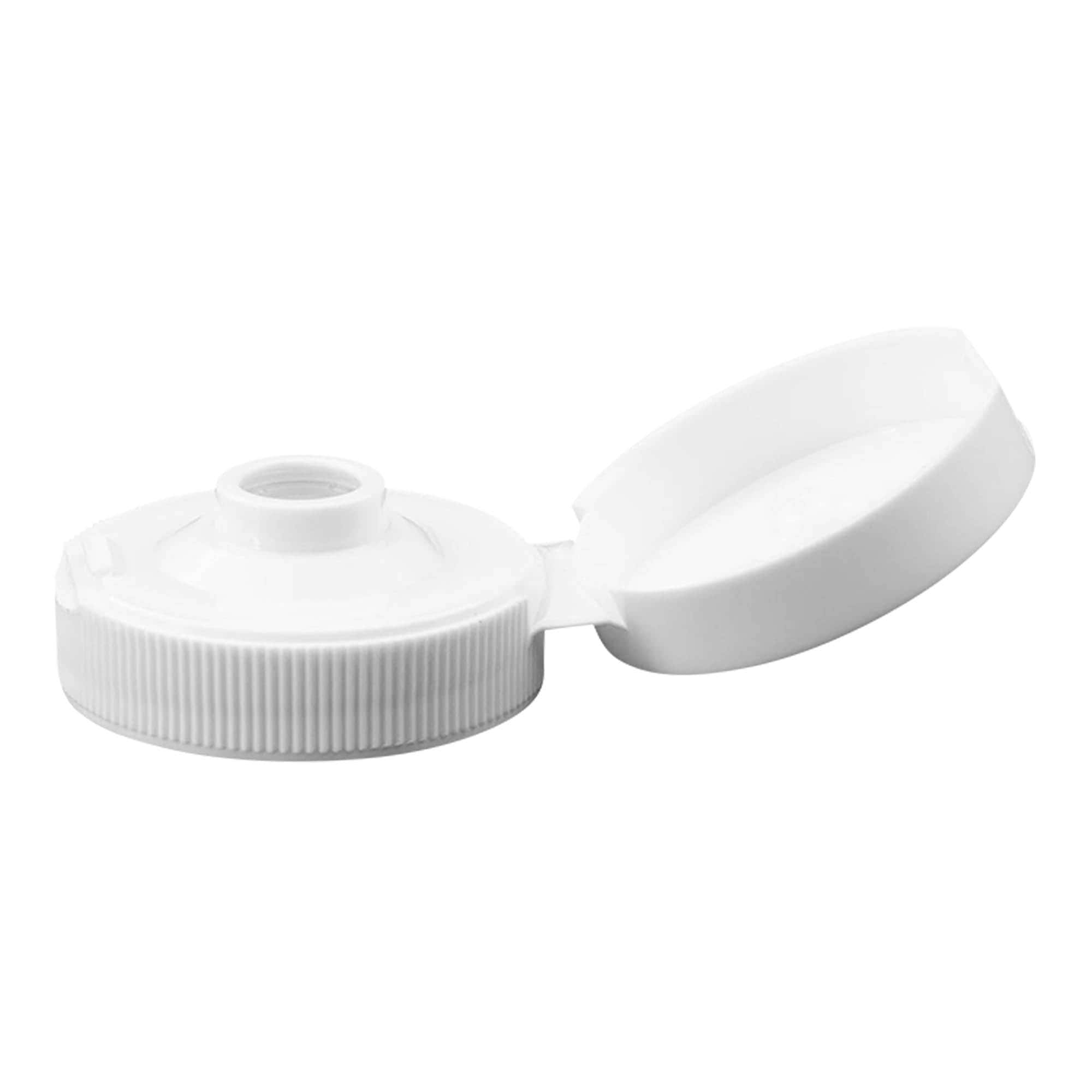 Zatvarač s navojem s preklopnim šarkama, PP-plastika, bijela, za grlo: 38/400
