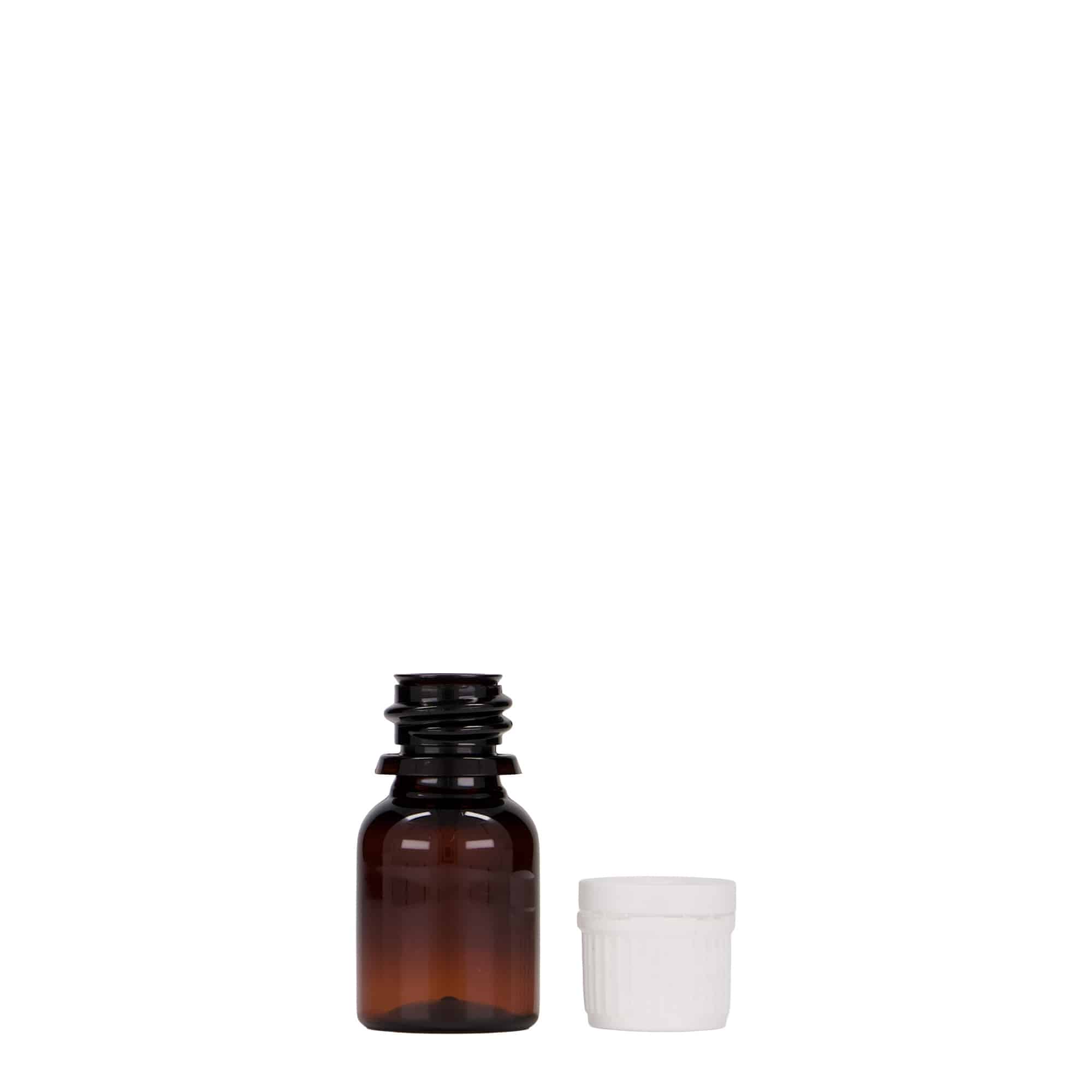 10 ml PET-medicinska bočica 'Easy Living', smeđa, plastika, grlo: DIN 18