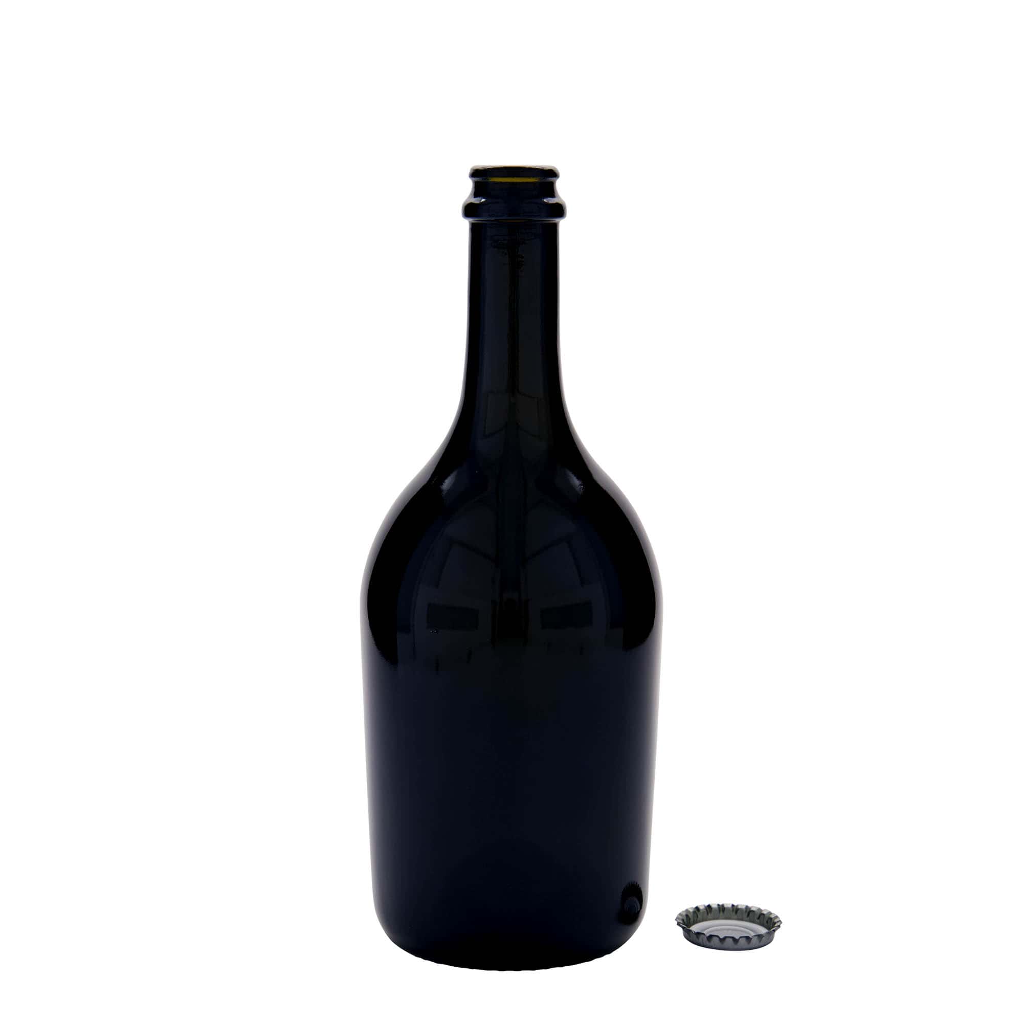 750 ml boca za pivo/šampanjac 'Butterfly', staklo, antikno zeleno, otvor: krunski čep