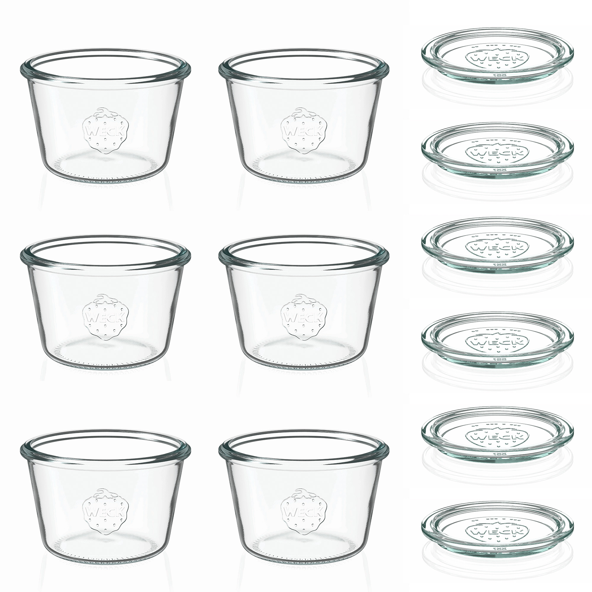 6x 370 ml WECK-staklenka za stavljanje naopako sa staklenim poklopcem RR 100