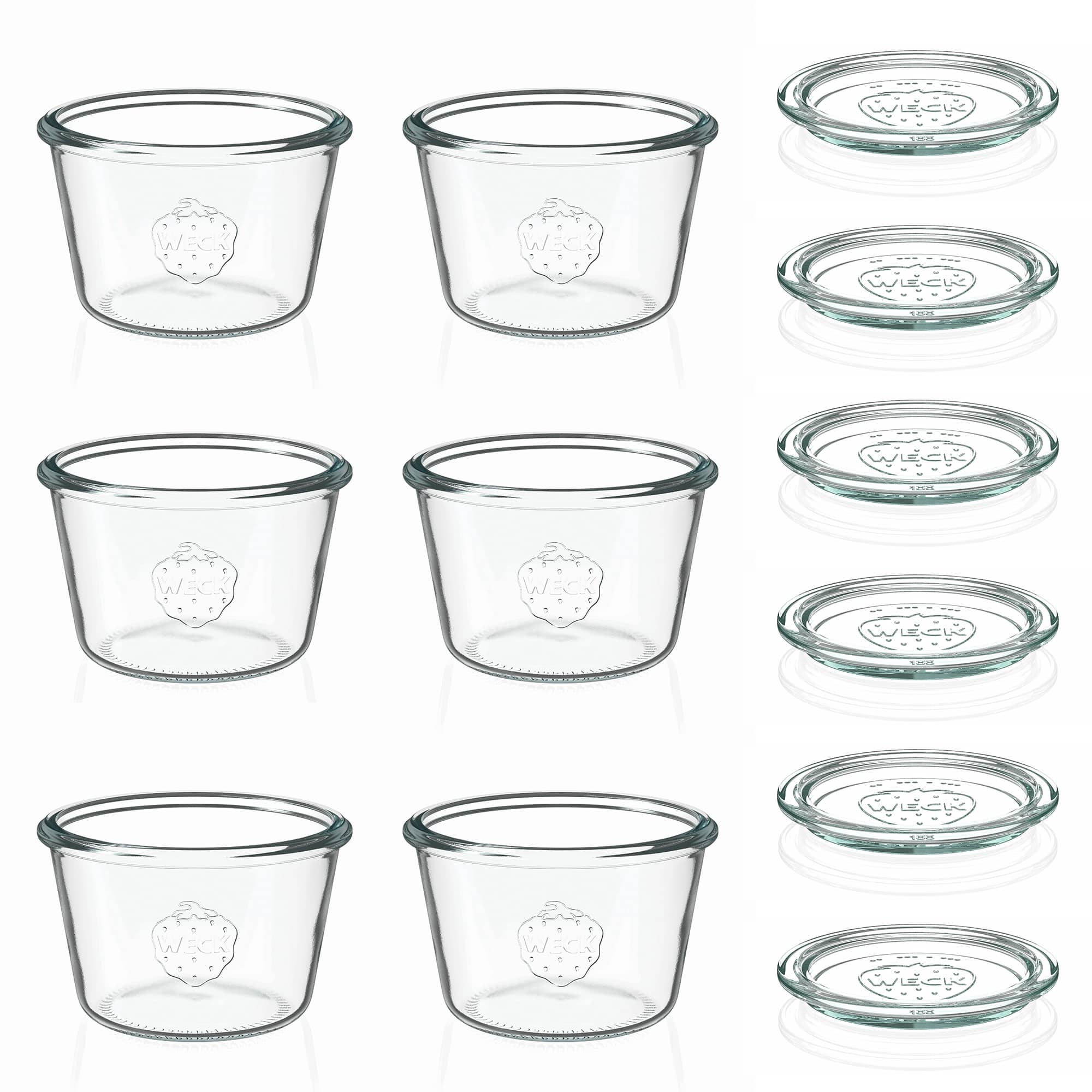 6x 370 ml WECK-staklenka za stavljanje naopako sa staklenim poklopcem RR 100