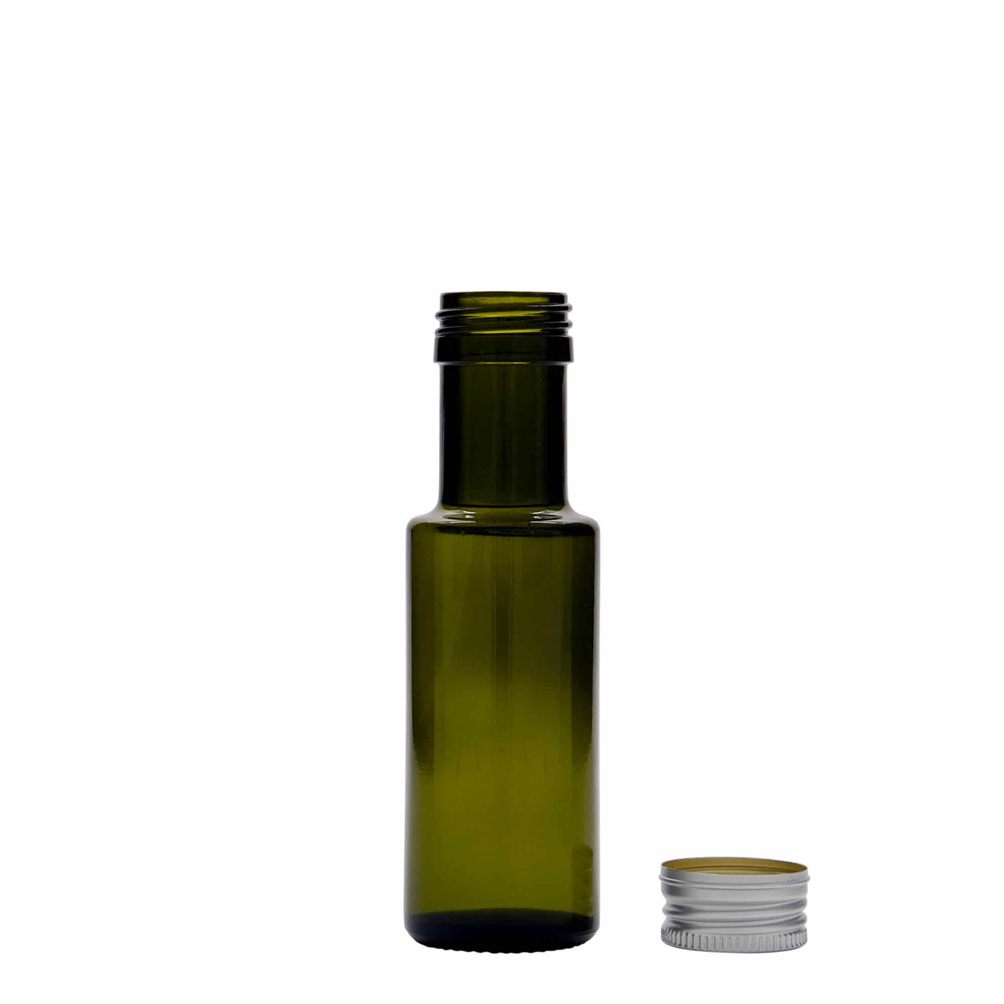 100 ml staklena boca 'Dorica', antikno zelena, grlo: PP 31,5