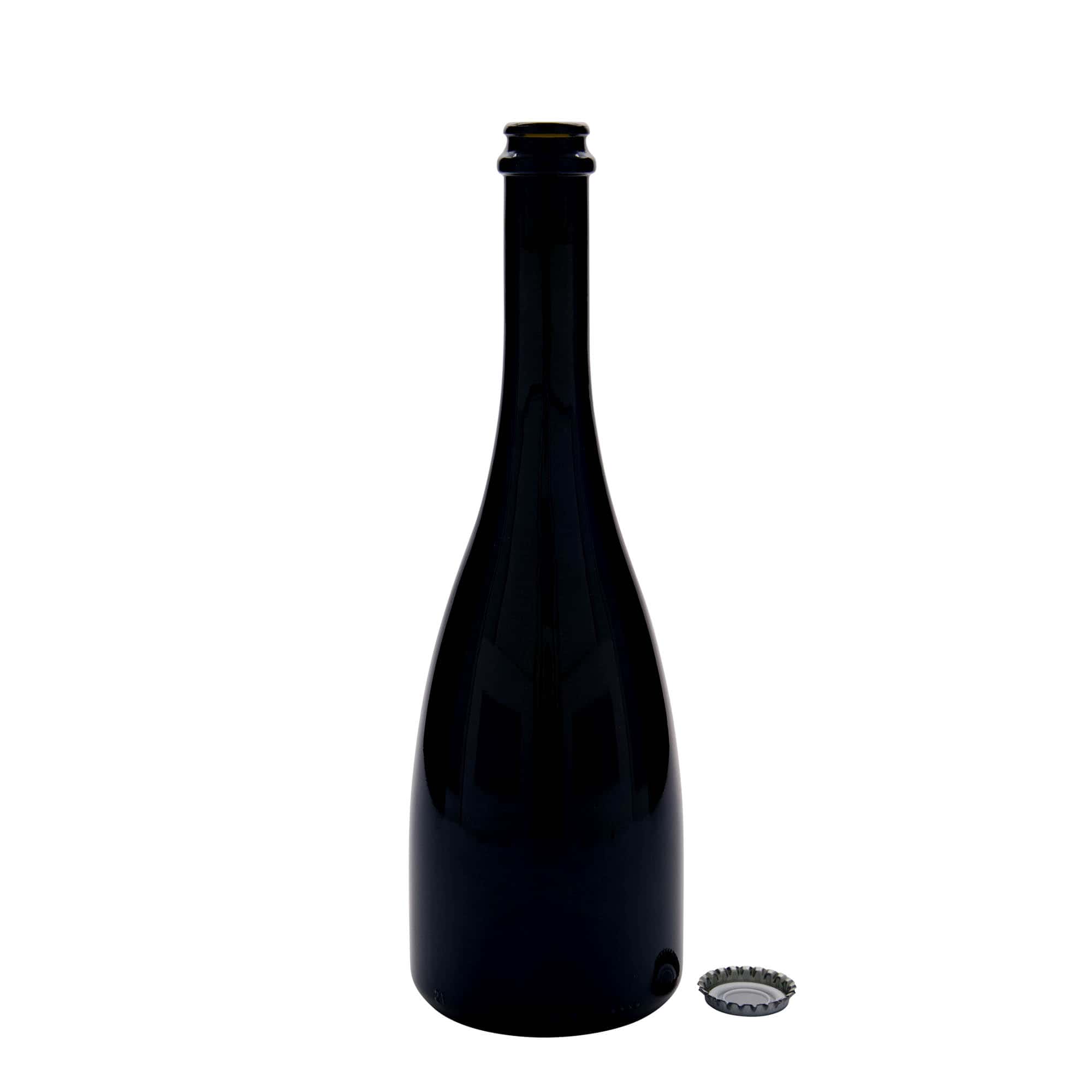 750 ml boca za pivo/šampanjac 'Tosca', staklo, antikno zeleno, grlo: krunski čep