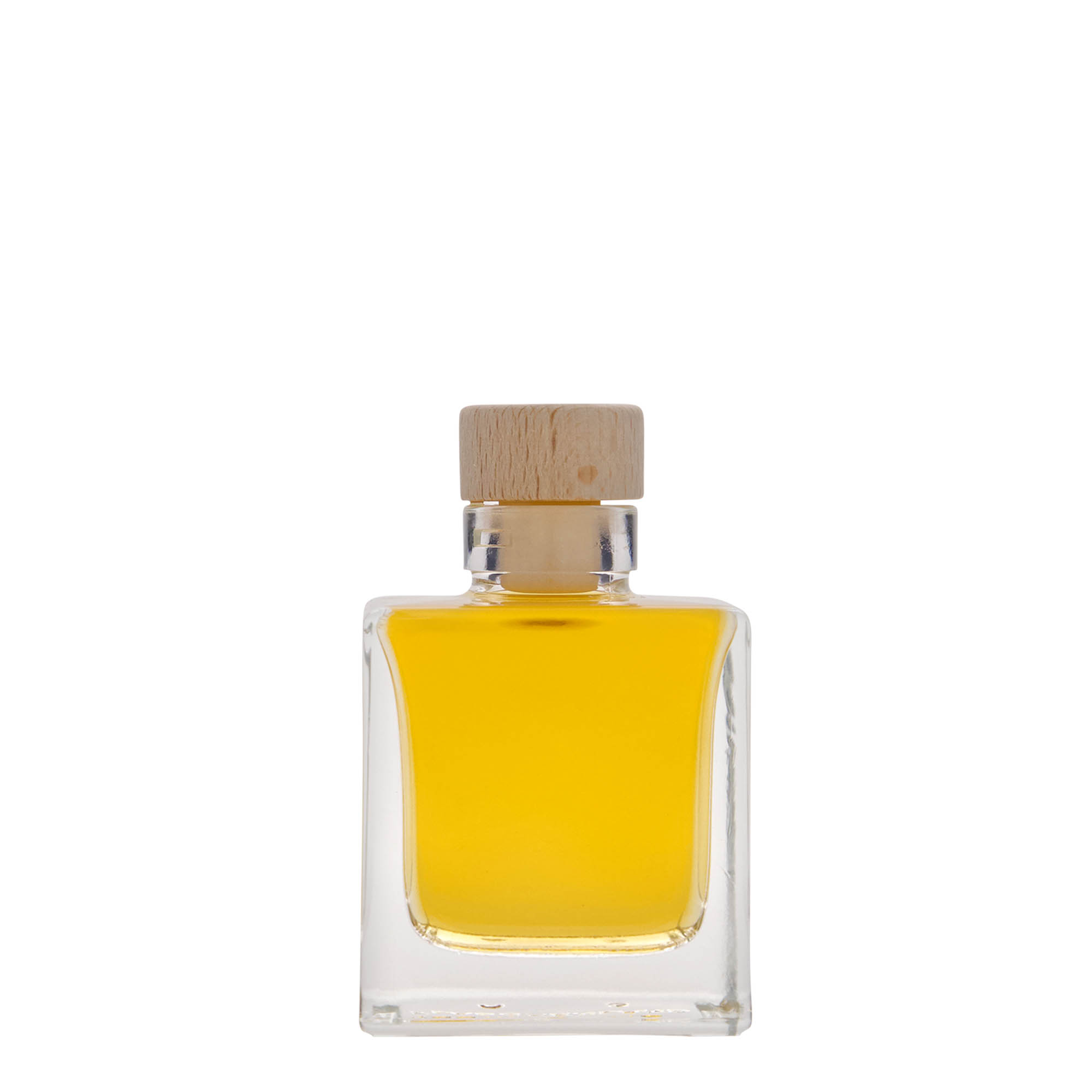 100 ml staklena boca 'Cube', kvadratna, otvor: pluta