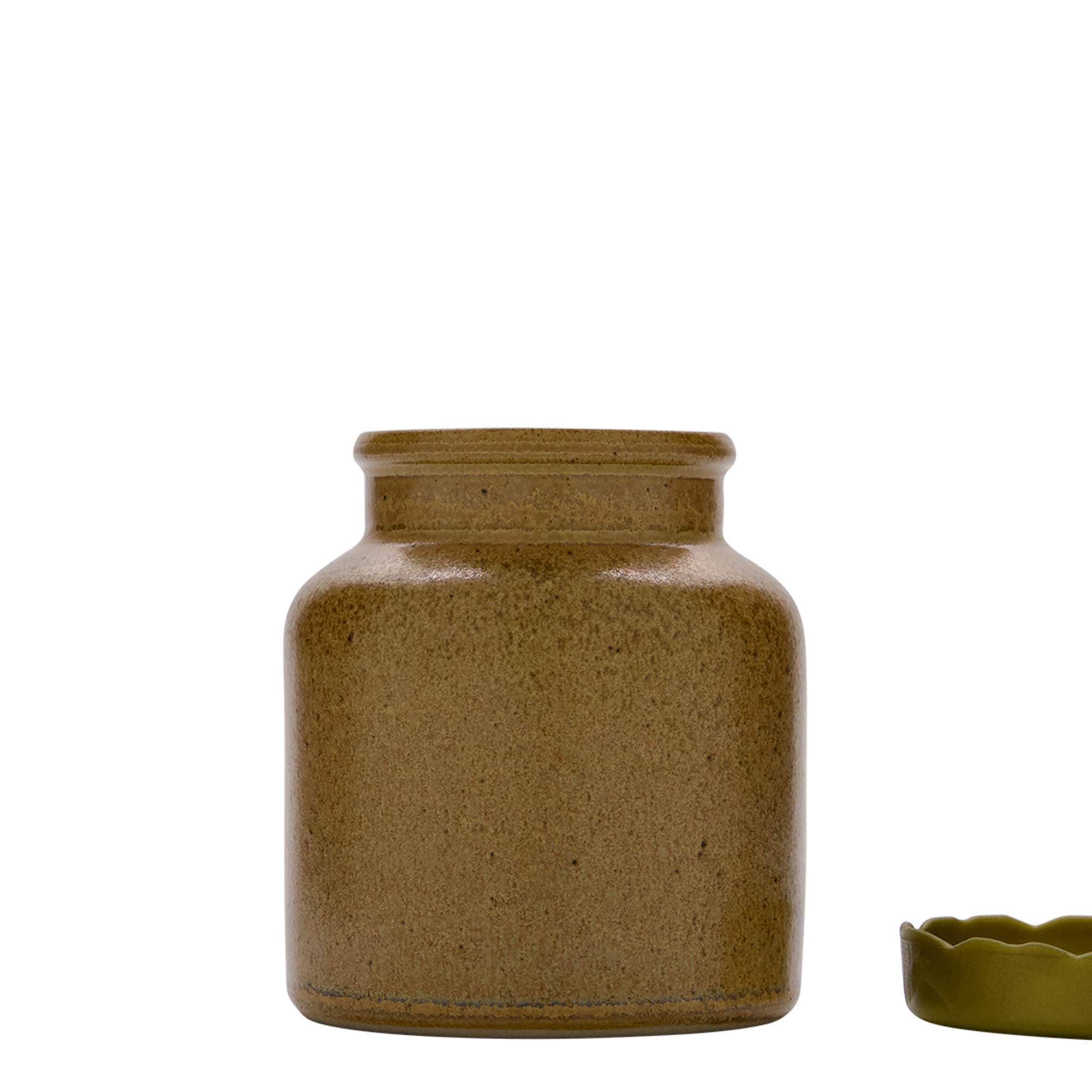 270 ml lonac od kamene keramike, keramika, smeđe-kristalni, otvor: poklopac s navlakom
