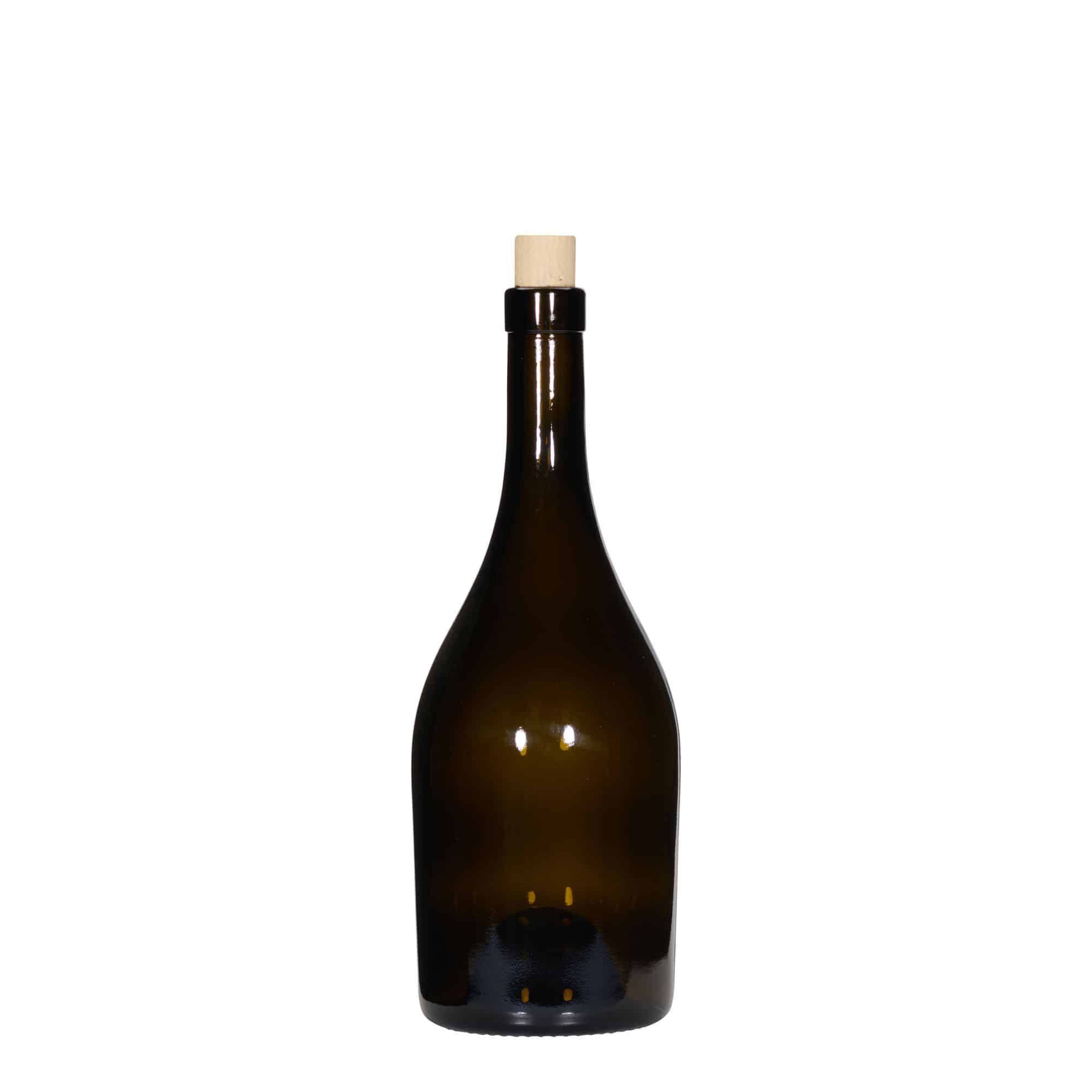 Boca za vino 750 ml 'Exclusive', antikno zelena, otvor: pluteni čep
