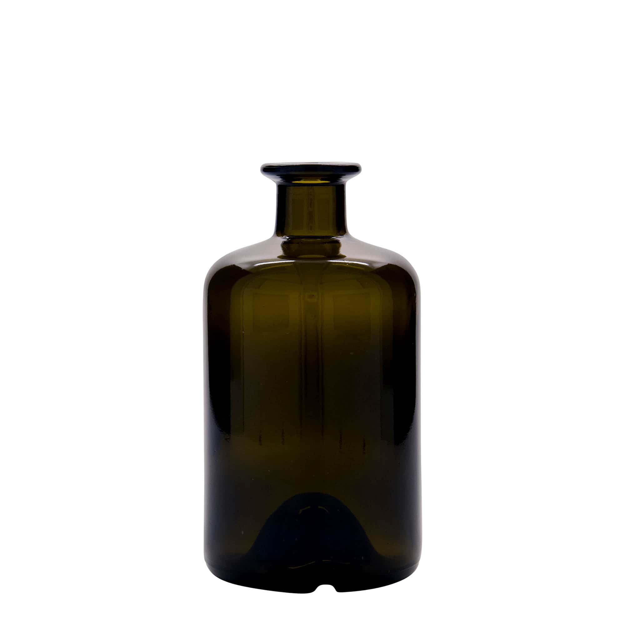 Apotekarska staklena boca 500 ml, antikno zelena, otvor: pluteni čep Apotekarska staklena boca 500 ml, antikno zelena, otvor: pluteni čep