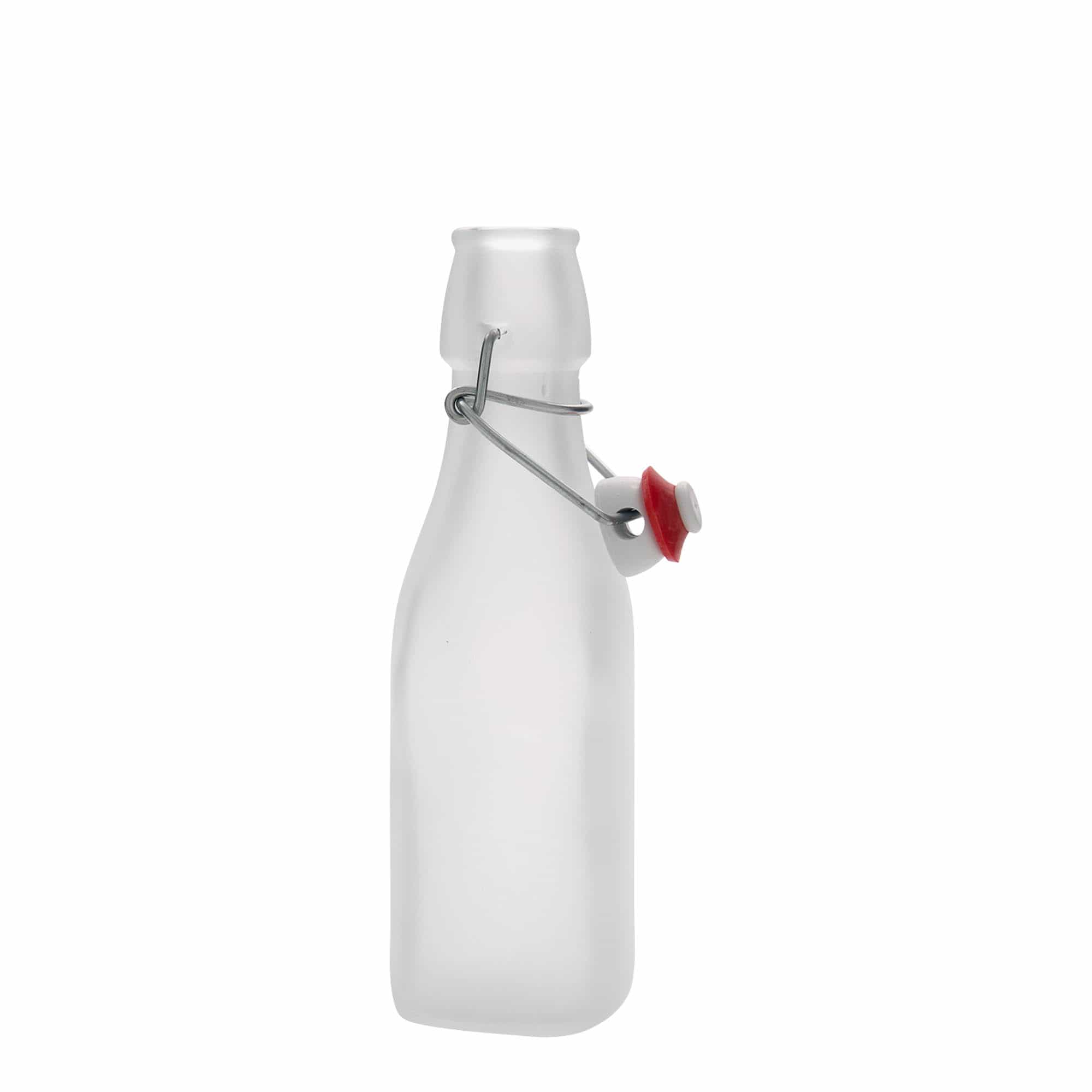 250 ml staklena boca 'Swing, kvadratna, bijela, grlo: zatvarač s kopčom'