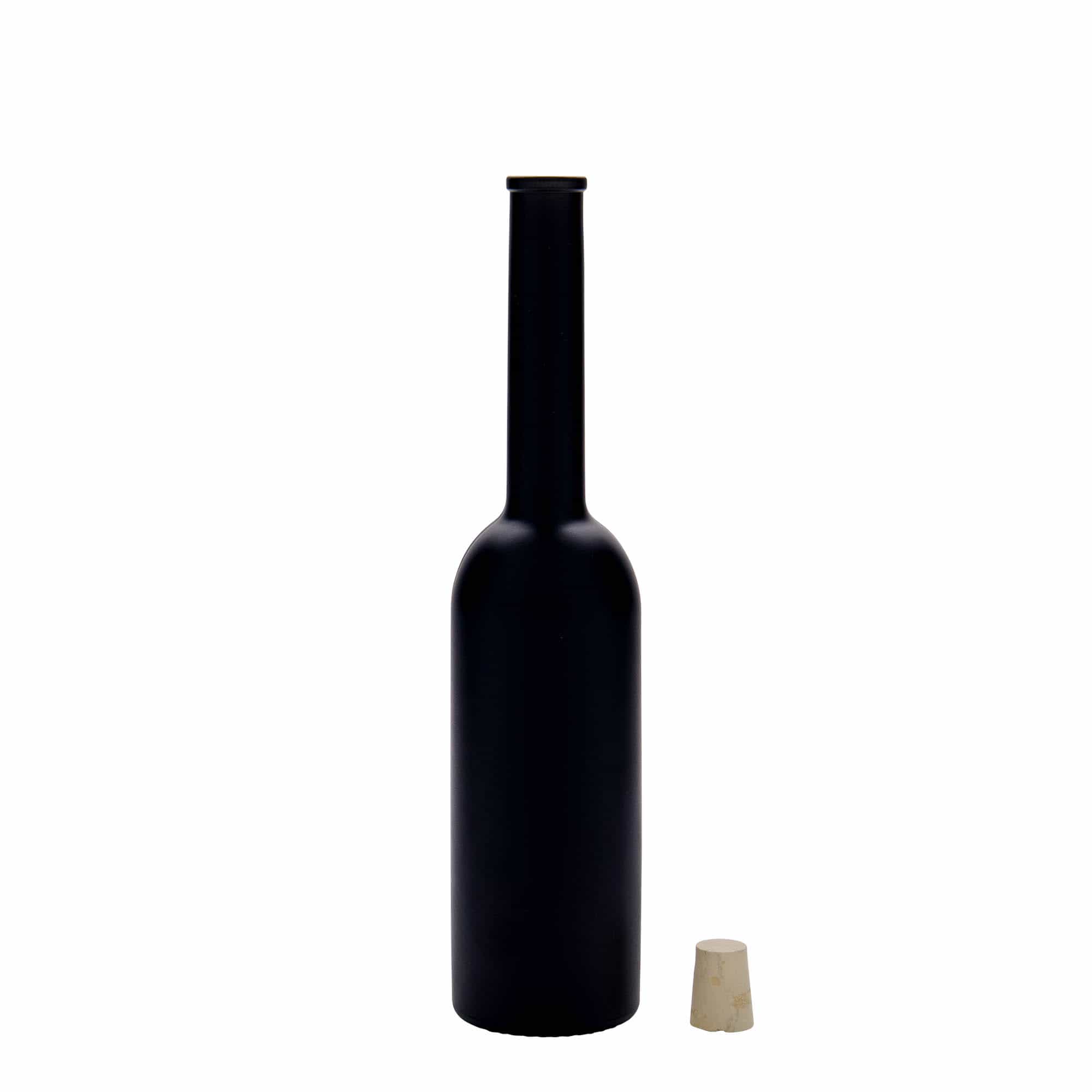 200 ml staklena boca 'Opera', crna, grlo: pluta