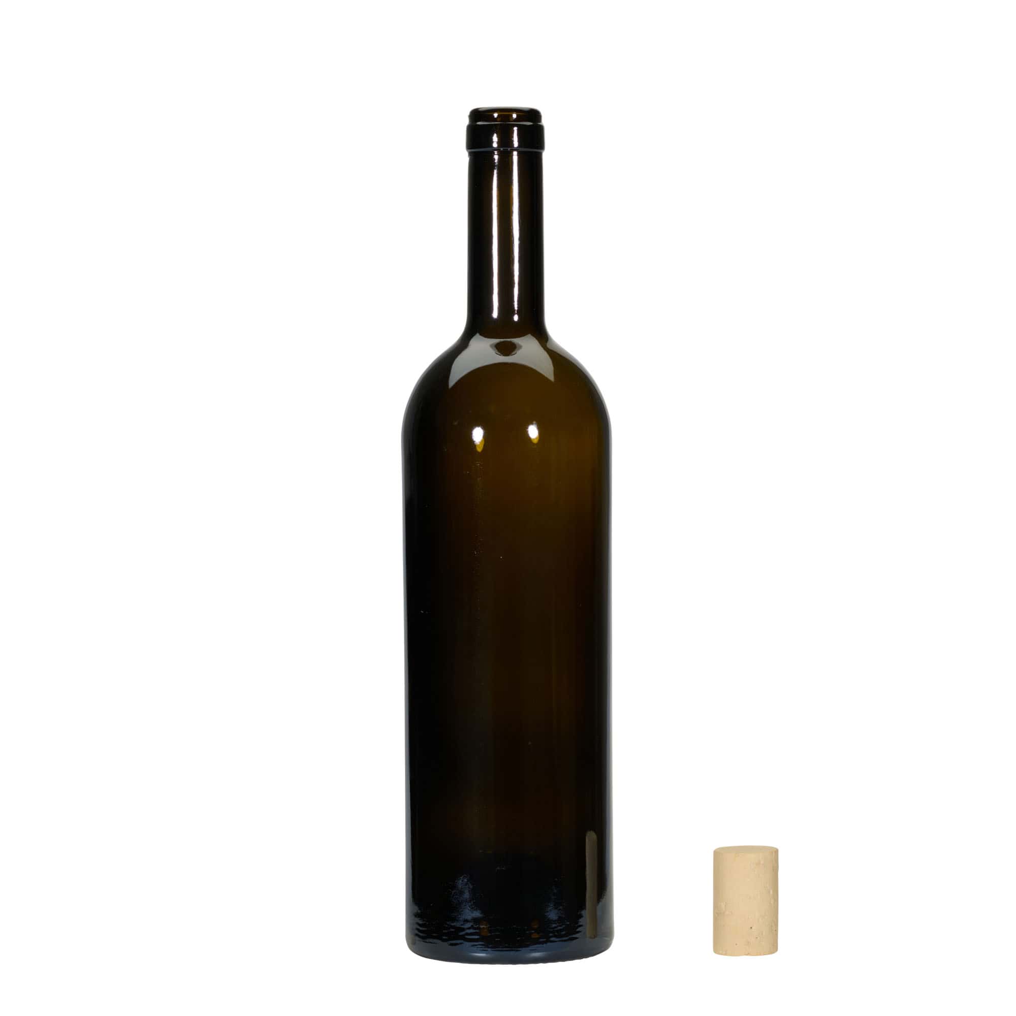 750 ml vinska boca 'Golia', antikno zelena, otvor: pluta