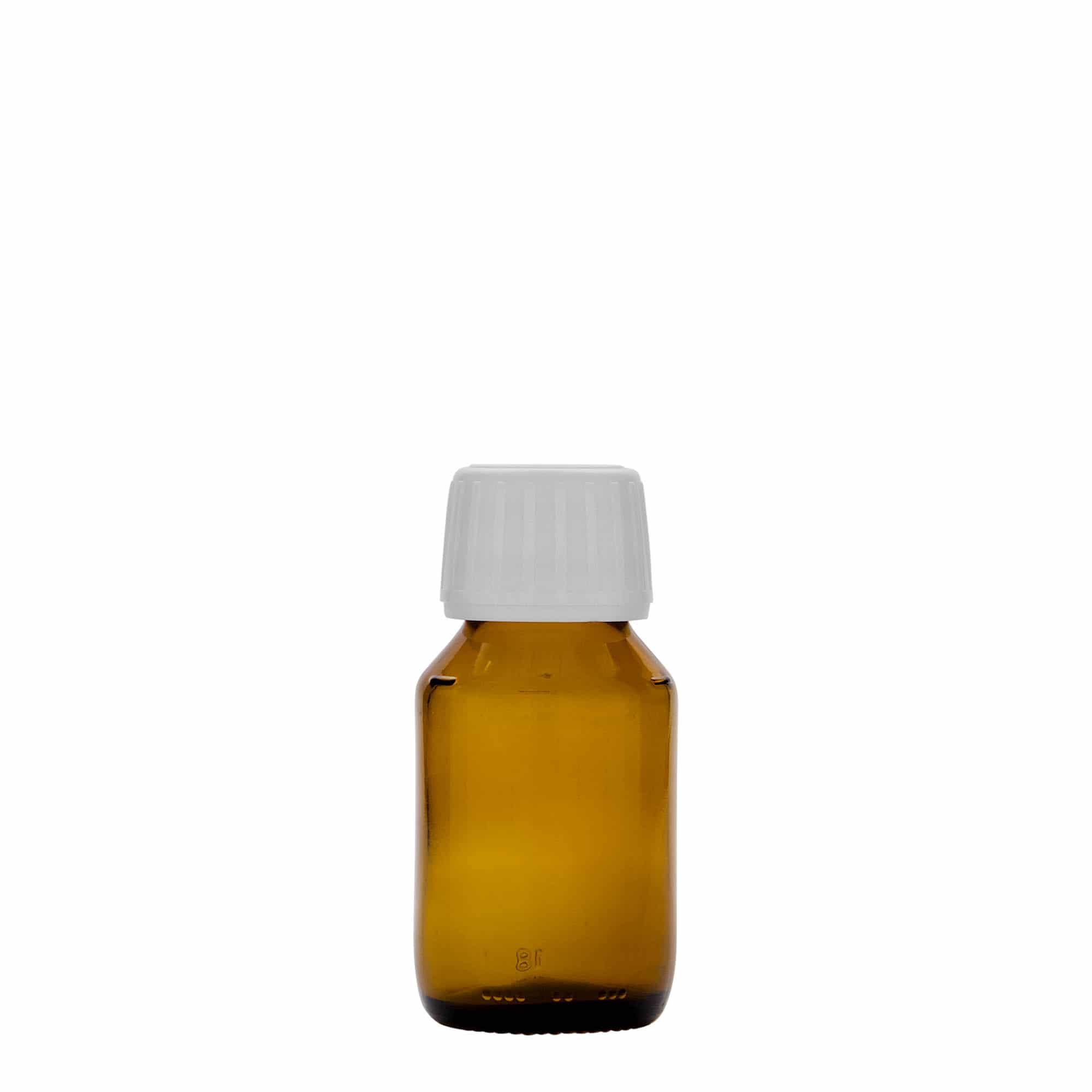 50 ml medicinska bočica, smeđa, staklo, grlo: PP 28