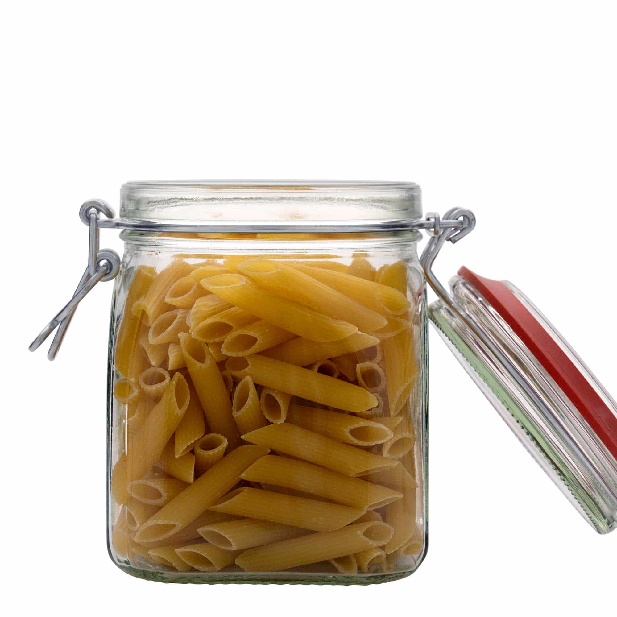 900 ml staklena posuda s žičanim zatvaračem, četvrtasta, otvor: žičani zatvarač