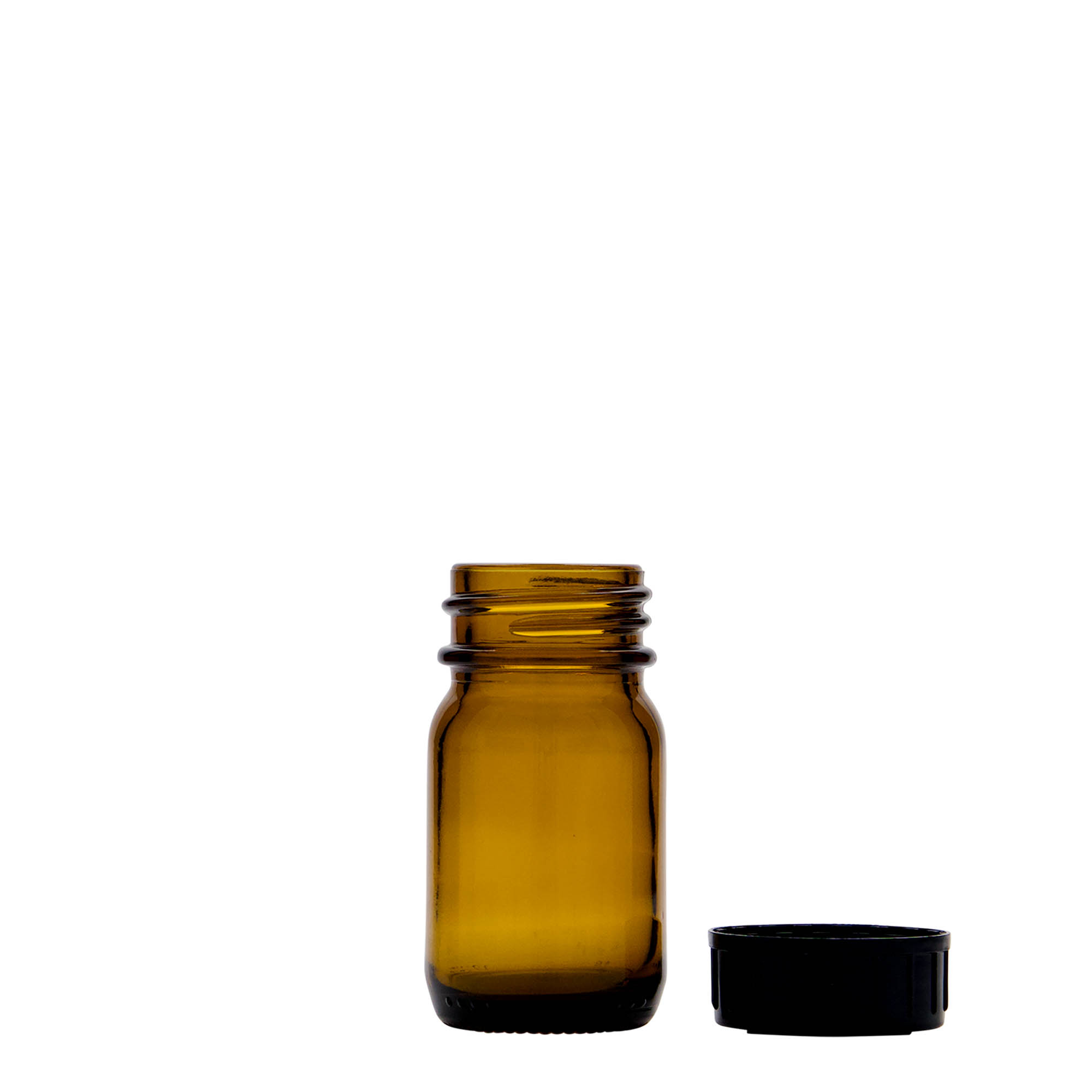 30 ml staklena boca širokog grla, smeđa, otvor: DIN 32