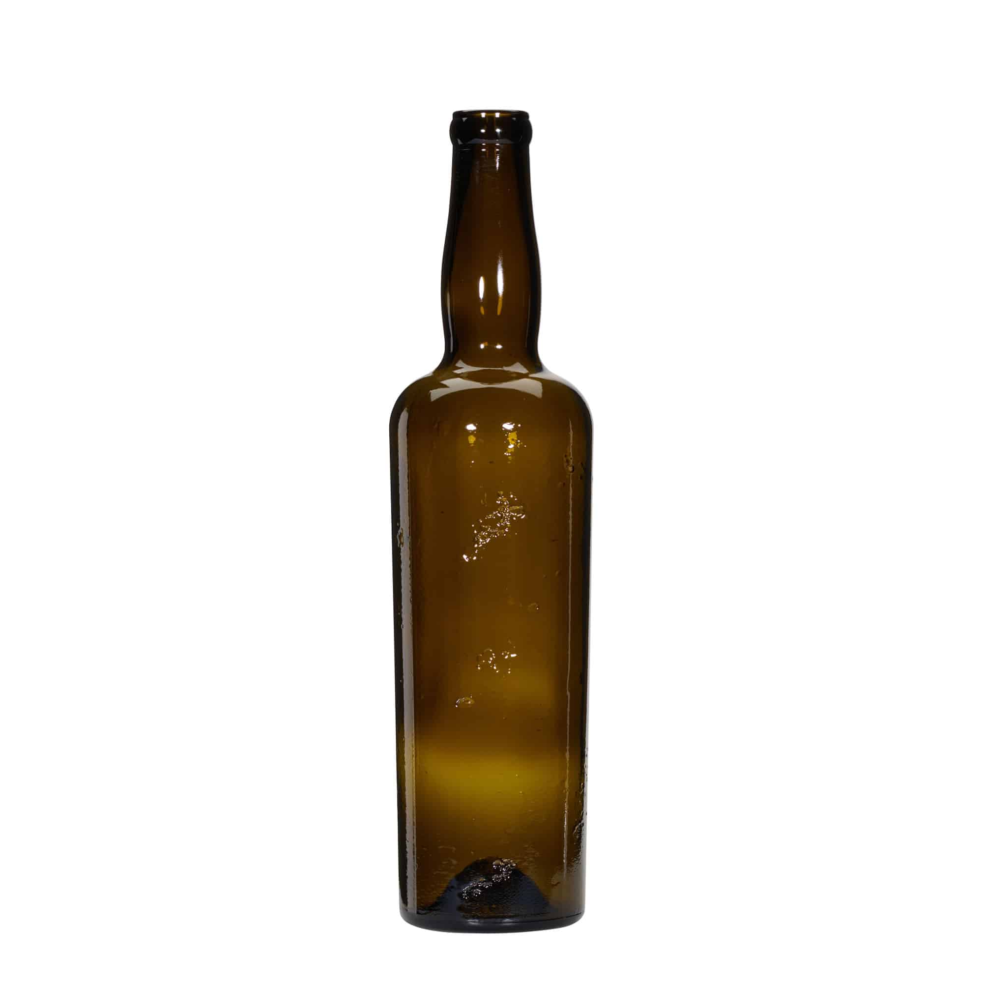 750 ml ručno izrađena staklena boca 'Siroco', smeđa, grlo: pluta