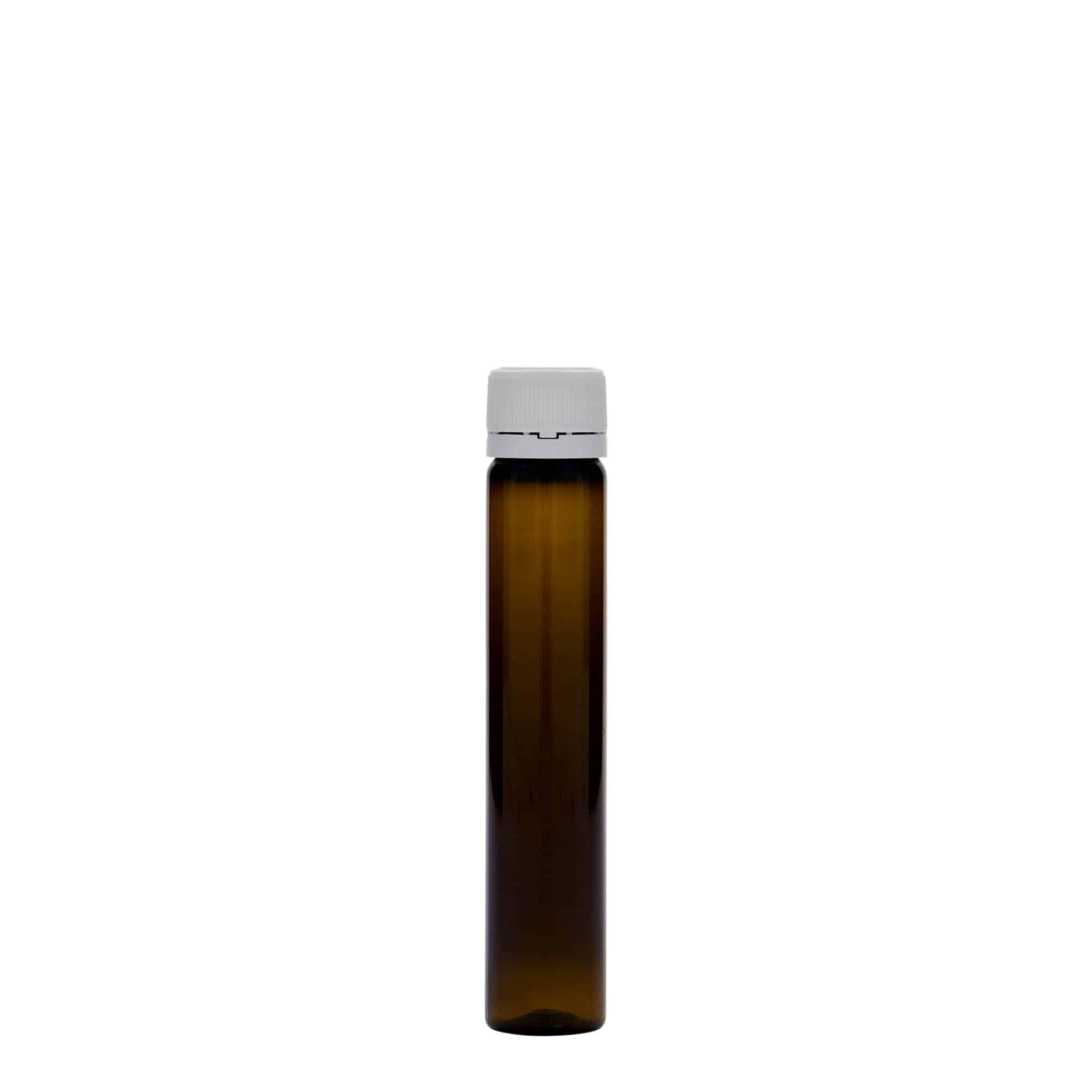 25 ml PET-cijev, plastika, smeđa, otvor: navojni zatvarač