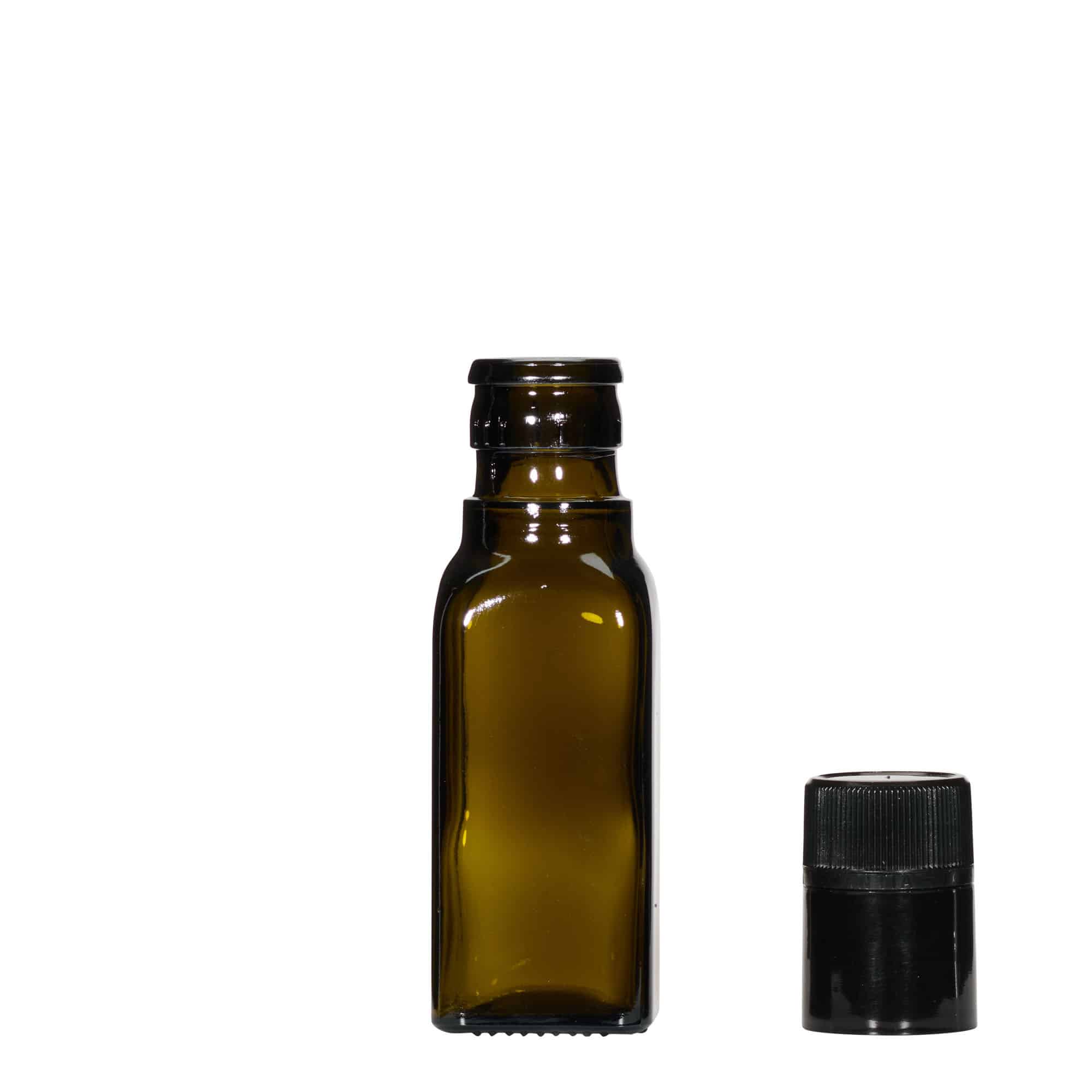 Boca za ocat/ulje 100 ml 'Quadra', staklo, kvadratna, antikno zelena, otvor: DOP
