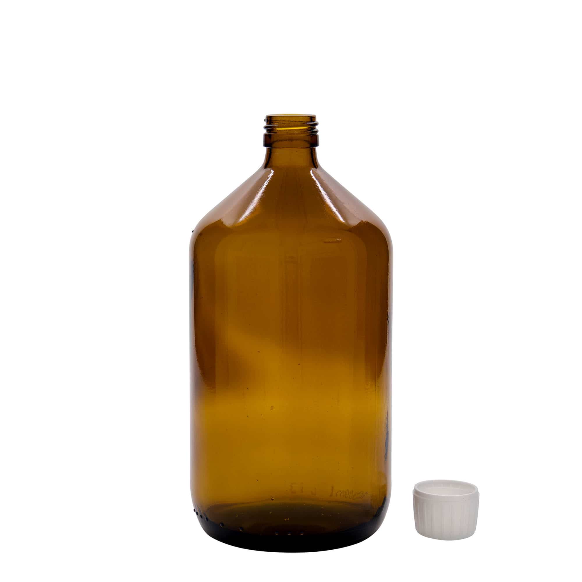 1.000 ml medicinska boca, smeđa, staklo, grlo: PP 28