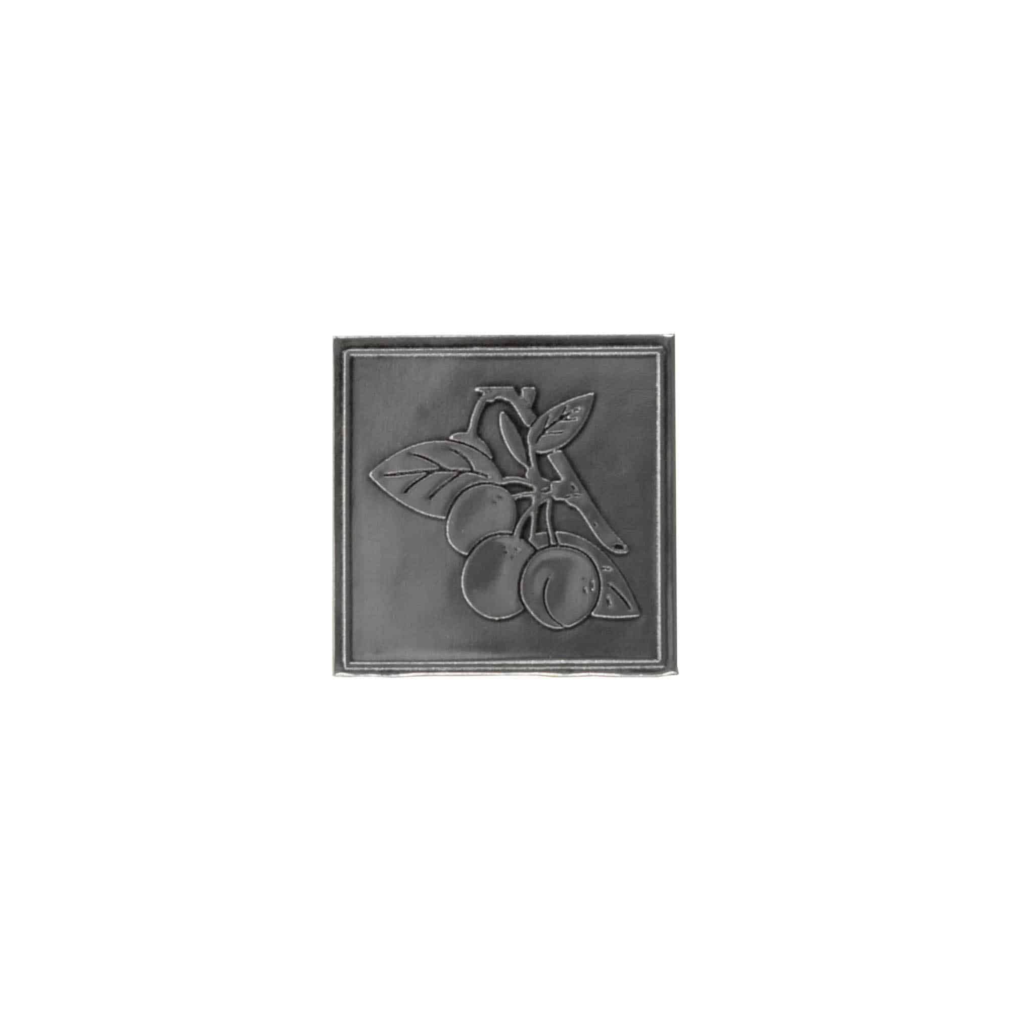 Kositrena naljepnica 'Žuta šljiva', kvadratna, metal, srebro Kositrena naljepnica 'Žuta šljiva', kvadratna, metal, srebro