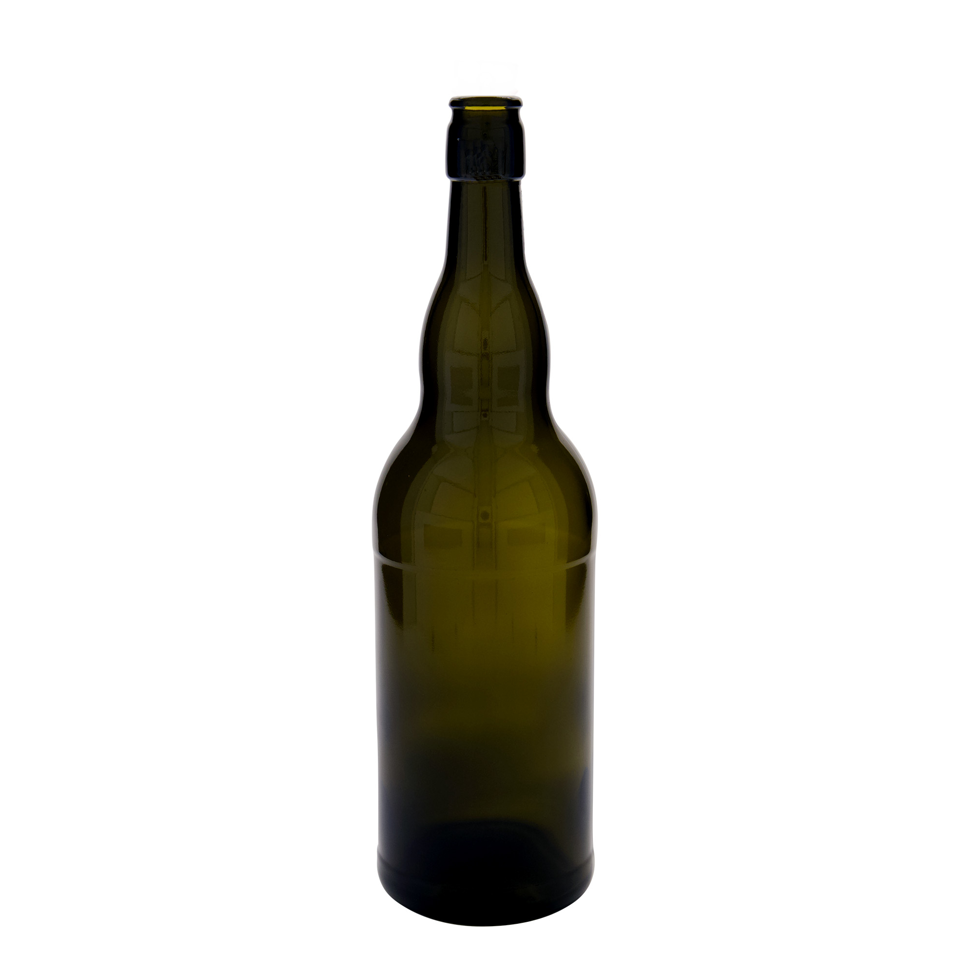 1.000 ml boca piva Belgija, staklo, antikno zeleno, grlo: zatvarač s kopčom
